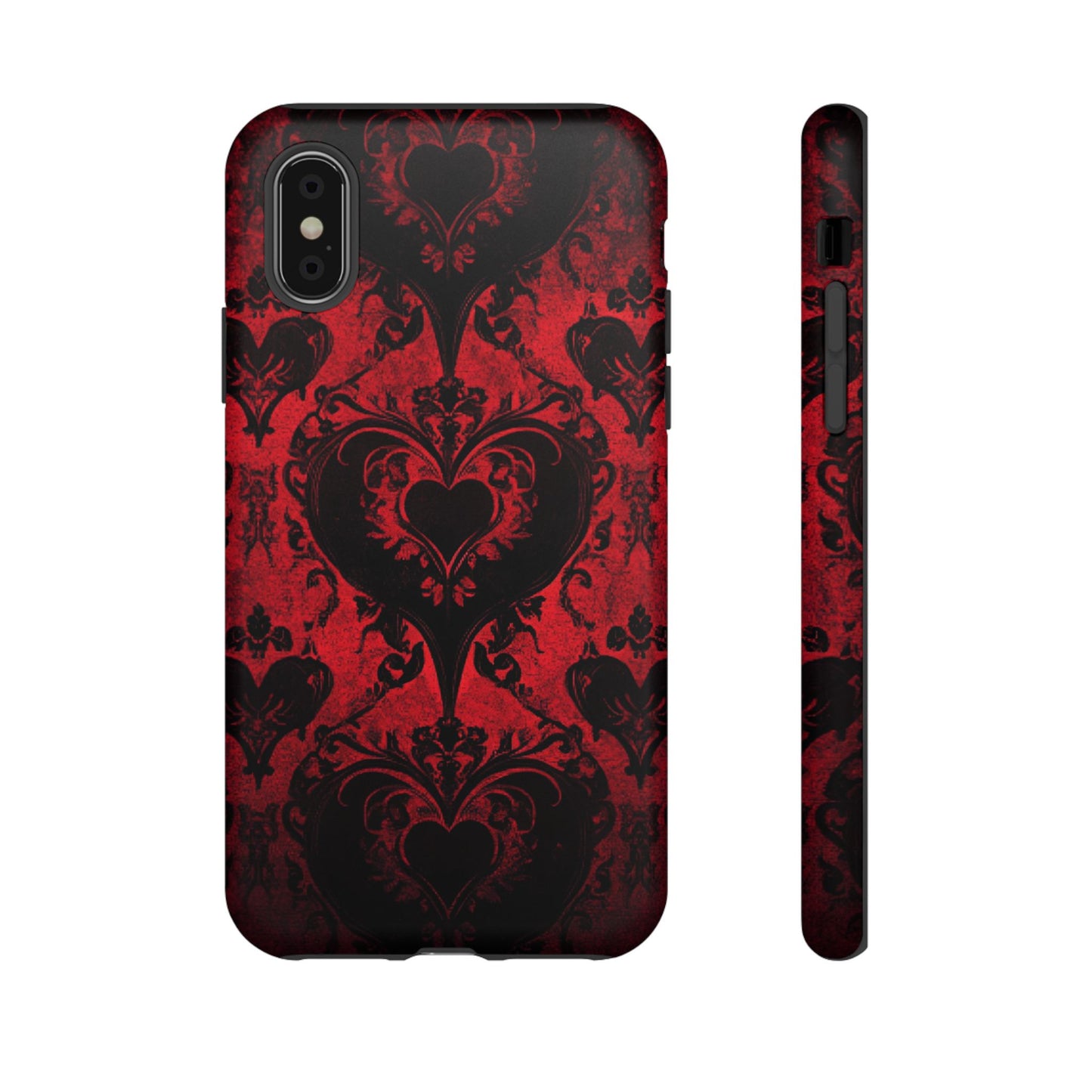 Gothic Dark Romance Phone Case - Black Hearts Phone Cover - iPhone 16 15 14 13 12 11, Samsung Galaxy & Google Pixel Phone Covers - Boo and Bewear