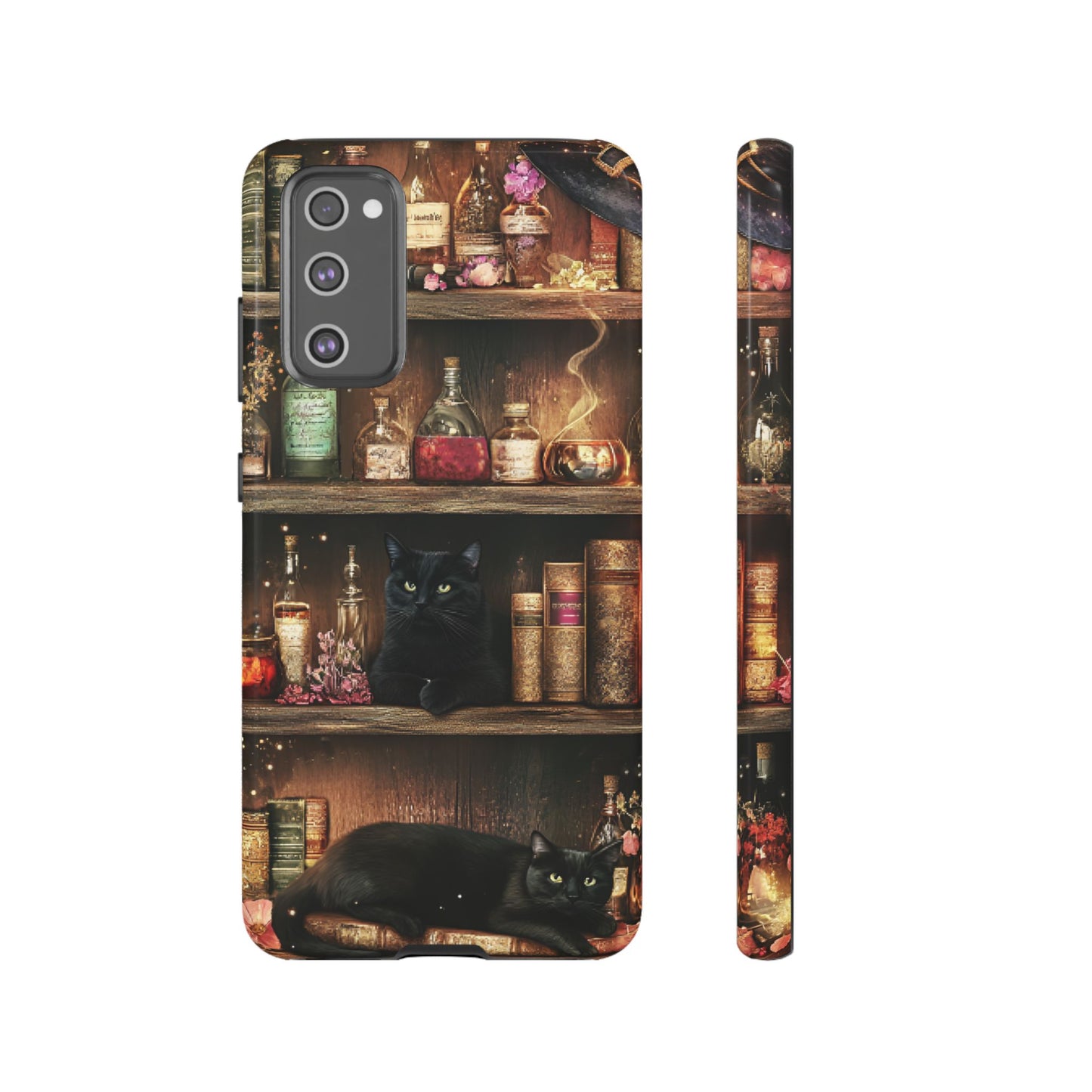 Witch Bookshelf Phone Case - Witchy Books Potions and Black Cats for iPhone 16 15 14 13 12 11, Samsung Galaxy & Google Pixel