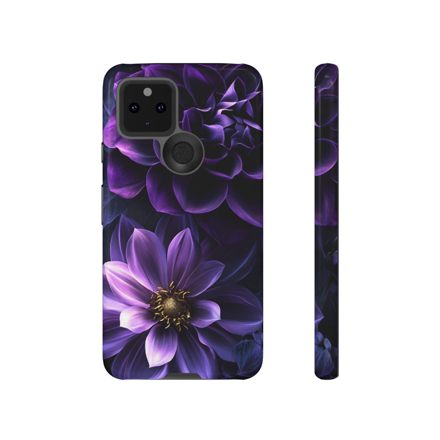 Black and Purple Flowers Phone Case - Dark Gothic Bloom Phone Cases for iPhone 16 15 14 13 12 11, Samsung Galaxy & Google Pixel