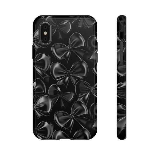 Black Bow Phone Case - Gothic Dark Coquette Phone Cover - iPhone 16 15 14 13 12 11, Samsung Galaxy & Google Pixel Phone Covers - Boo and Bewear
