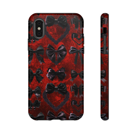 Black Coquette Phone Case- Gothic Bows - iPhone 16 15 14 13 12 11, Samsung Galaxy & Google Pixel Phone Covers - Boo and Bewear