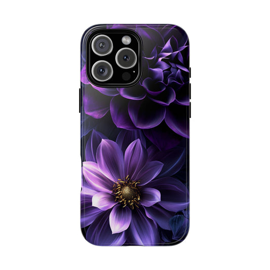 Black and Purple Flowers Phone Case - Dark Gothic Bloom Phone Cases - iPhone 16 15 14 13 12 11, Samsung Galaxy & Google Pixel Phone Covers - Boo and Bewear
