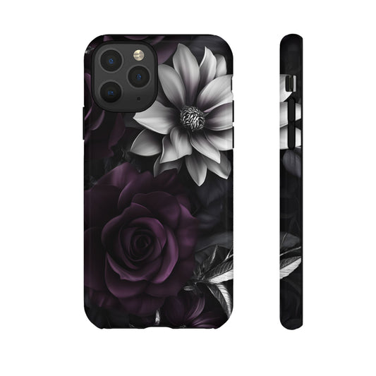 Dark Purple Flowers Phone Case - Dark Academia Inspired Gothic Floral Phone Cases - iPhone 16 15 14 13 12 11, Samsung Galaxy & Google Pixel Phone Covers - Boo and Bewear