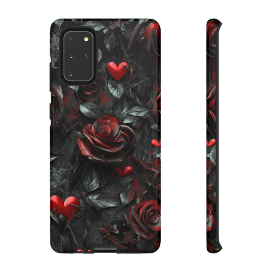 Gothic Valentine Phone Case - Dark Romance Roses and Hearts - iPhone 16 15 14 13 12 11, Samsung Galaxy & Google Pixel Phone Covers - Boo and Bewear