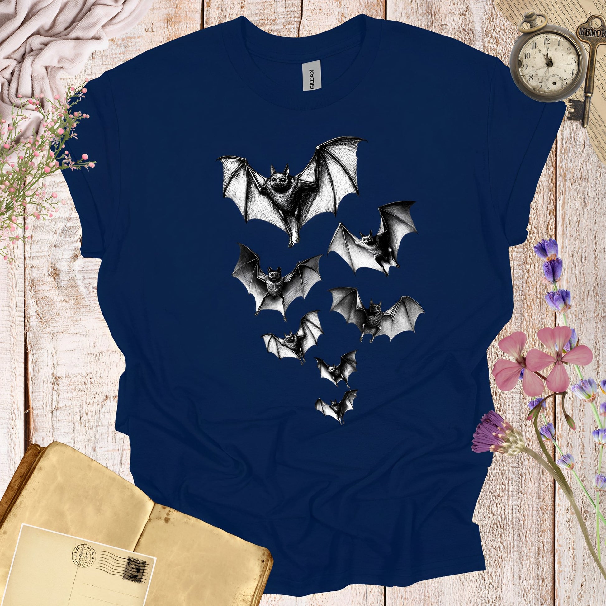 Bat T-Shirt - Vintage Y2K Inspired Gothic Halloween Bats - Boo and Bewear