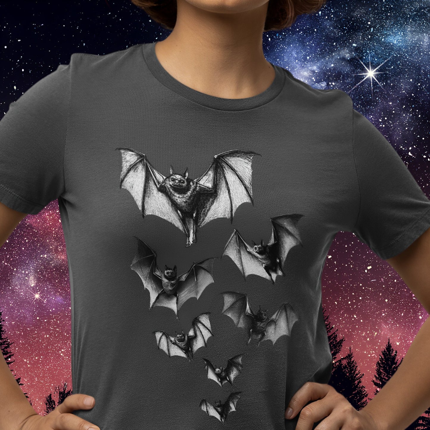 Bat T-Shirt - Vintage Y2K Inspired Gothic Halloween Bats - Boo and Bewear