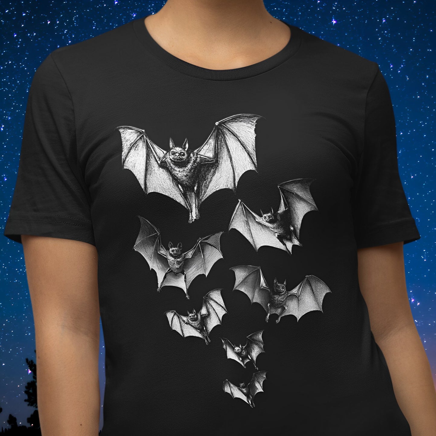 Bat T-Shirt - Vintage Y2K Inspired Gothic Halloween Bats - Boo and Bewear