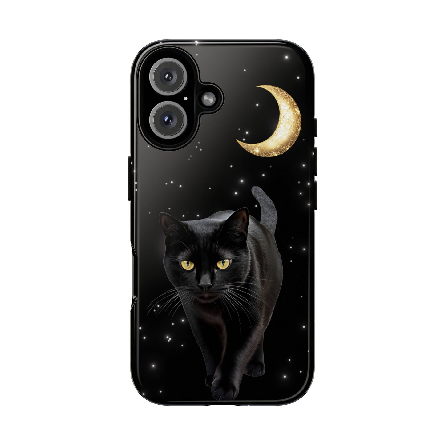 Black Cat and Moon Phone Case - Celestial Cat Lover Phone Cases - iPhone 16 15 14 13 12 11, Samsung Galaxy & Google Pixel Phone Covers - Boo and Bewear