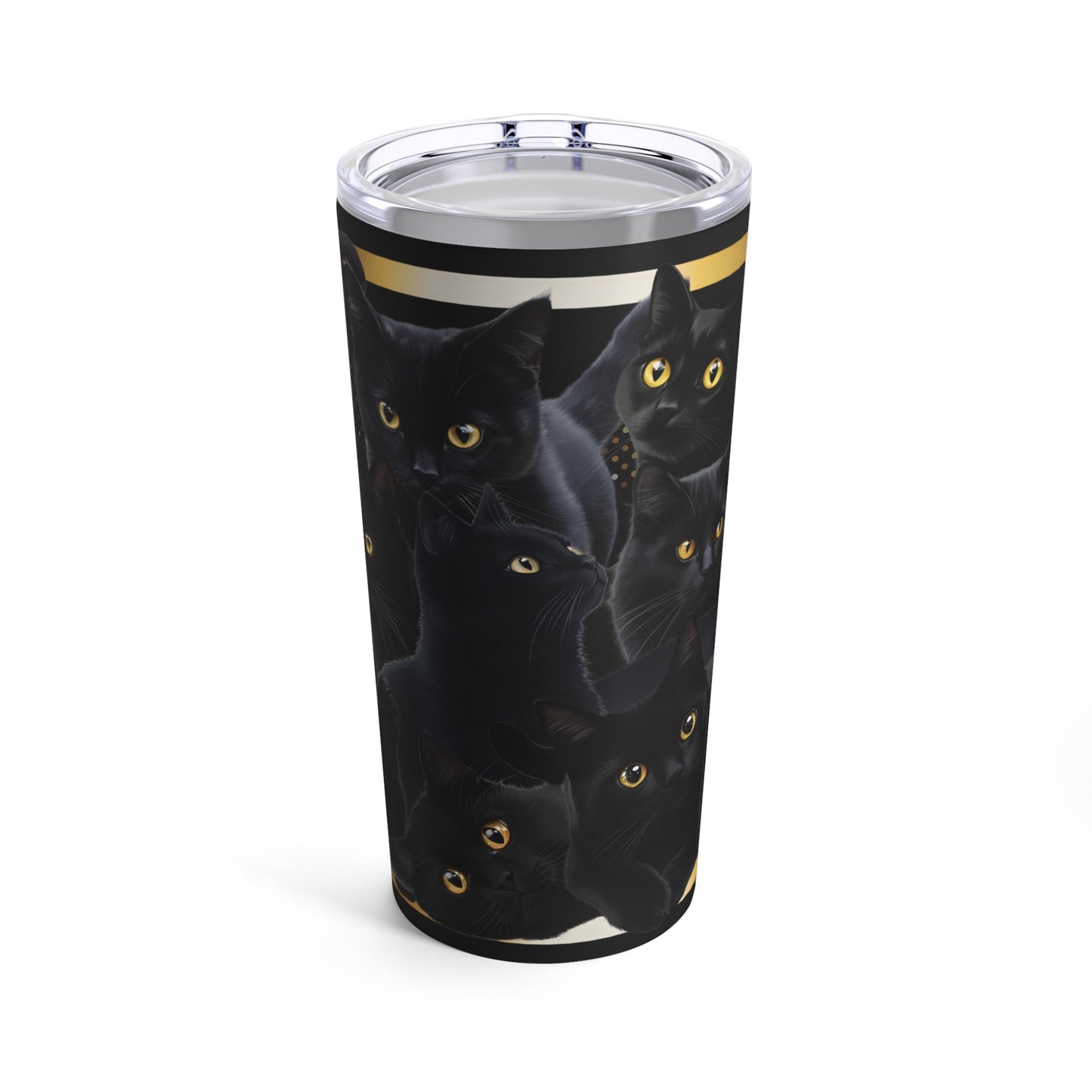 Black Cat Tumbler - Black and Gold Tumbler for Cat Lovers - Boo and Bewear