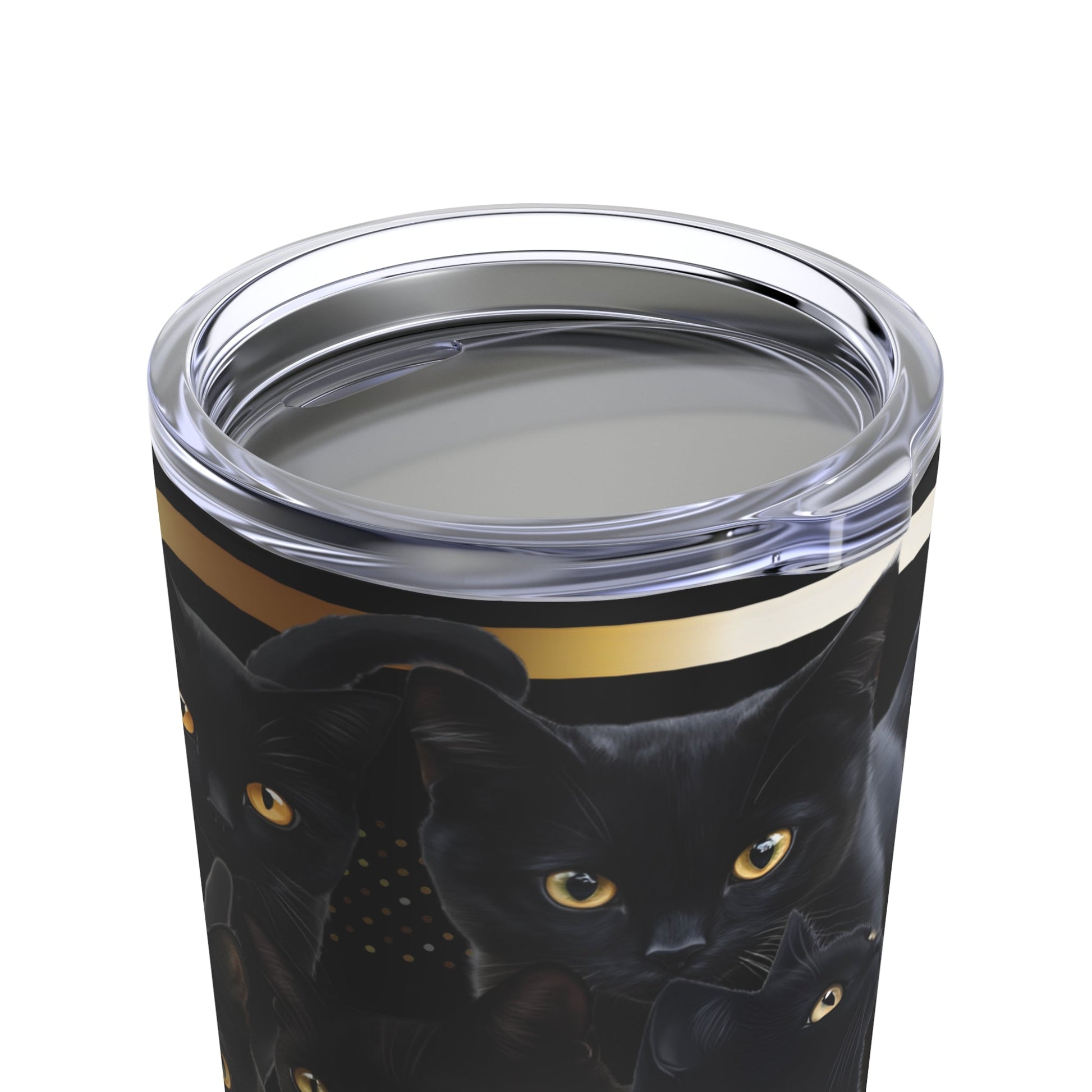 Black Cat Tumbler - Black and Gold Tumbler for Cat Lovers - Boo and Bewear