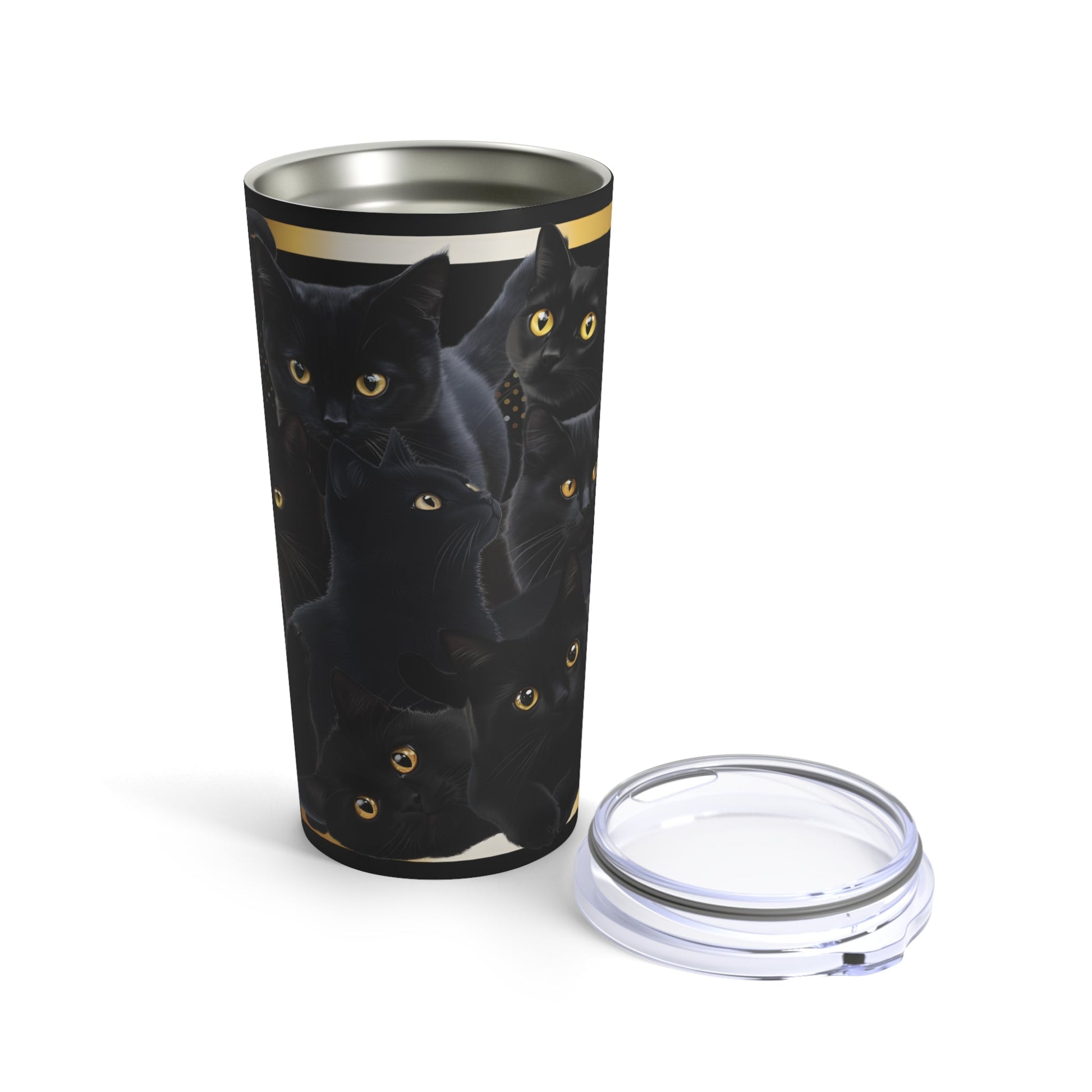 Black Cat Tumbler - Black and Gold Tumbler for Cat Lovers - Boo and Bewear