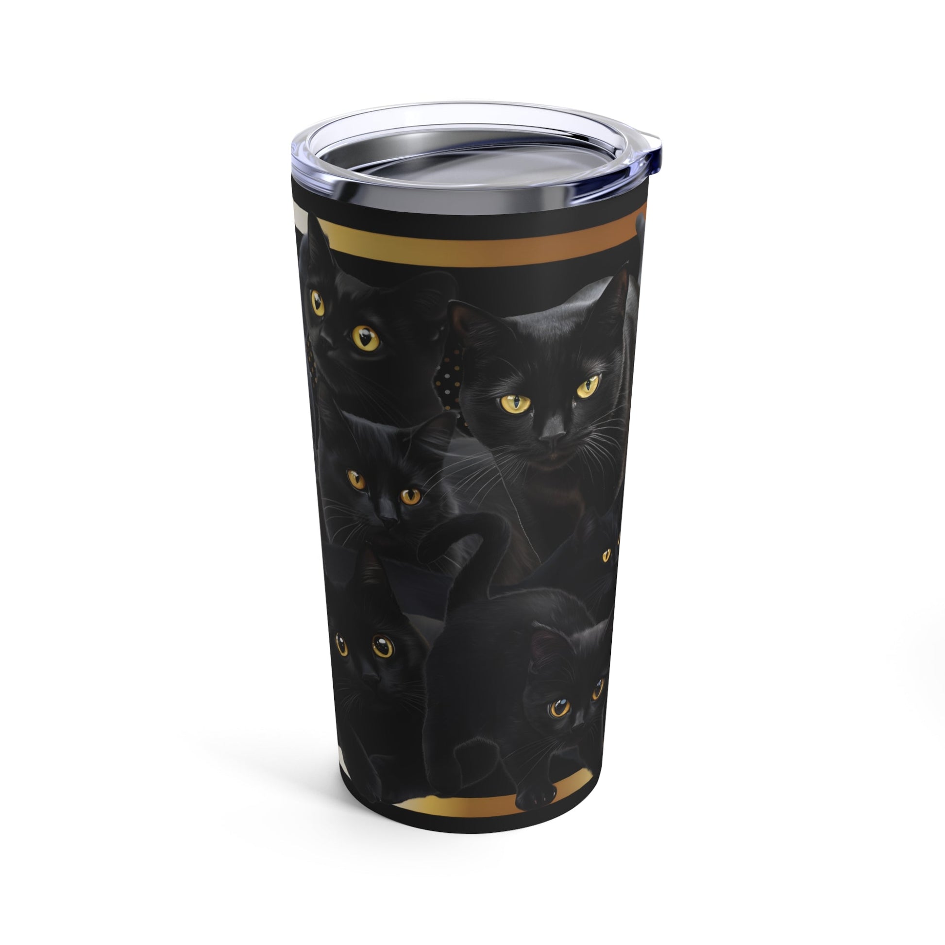 Black Cat Tumbler - Black and Gold Tumbler for Cat Lovers - Boo and Bewear