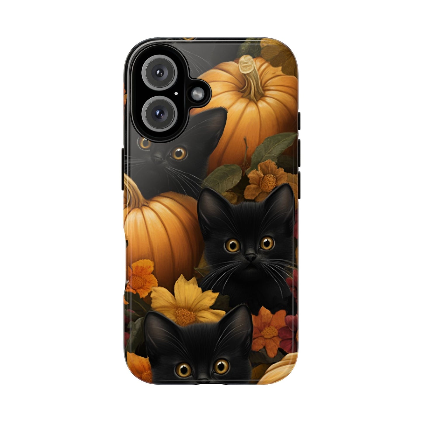 Black Cats and Pumpkins Phone Case - Cute Halloween Phone Cases - iPhone 16 15 14 13 12 11, Samsung Galaxy & Google Pixel Phone Covers - Boo and Bewear