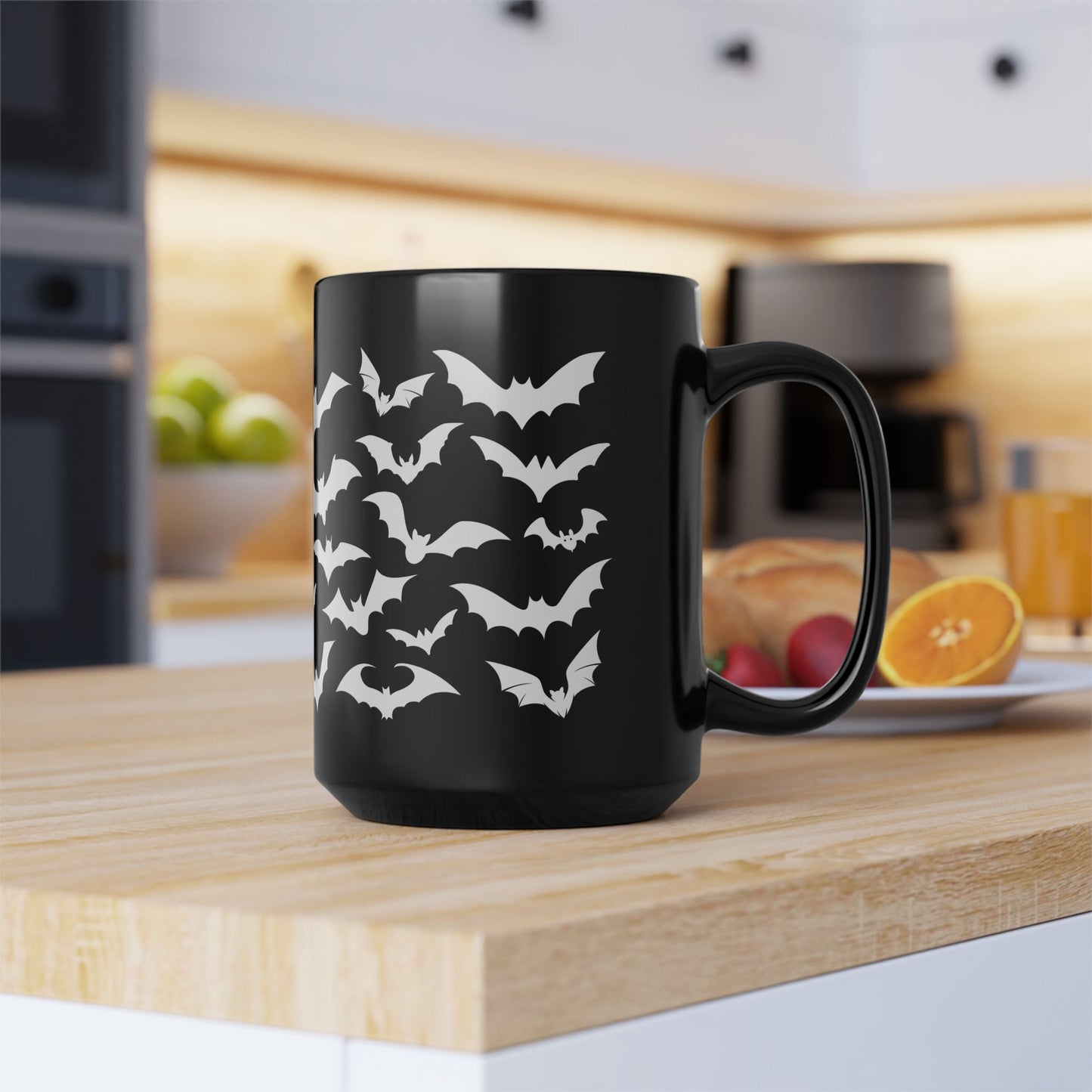 Bat Mug - White Bats Halloween Mug - Boo and Bewear