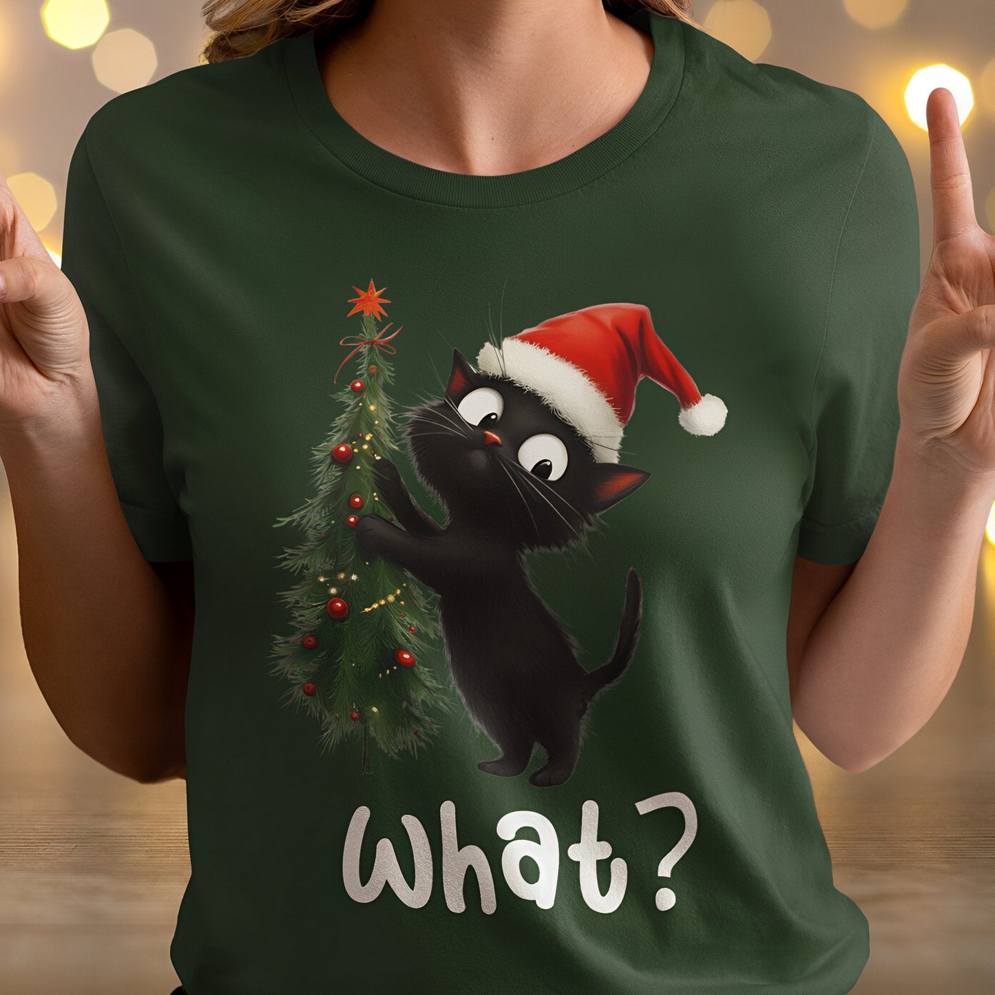 Christmas Cat T-Shirt What? - Boo and Bewear