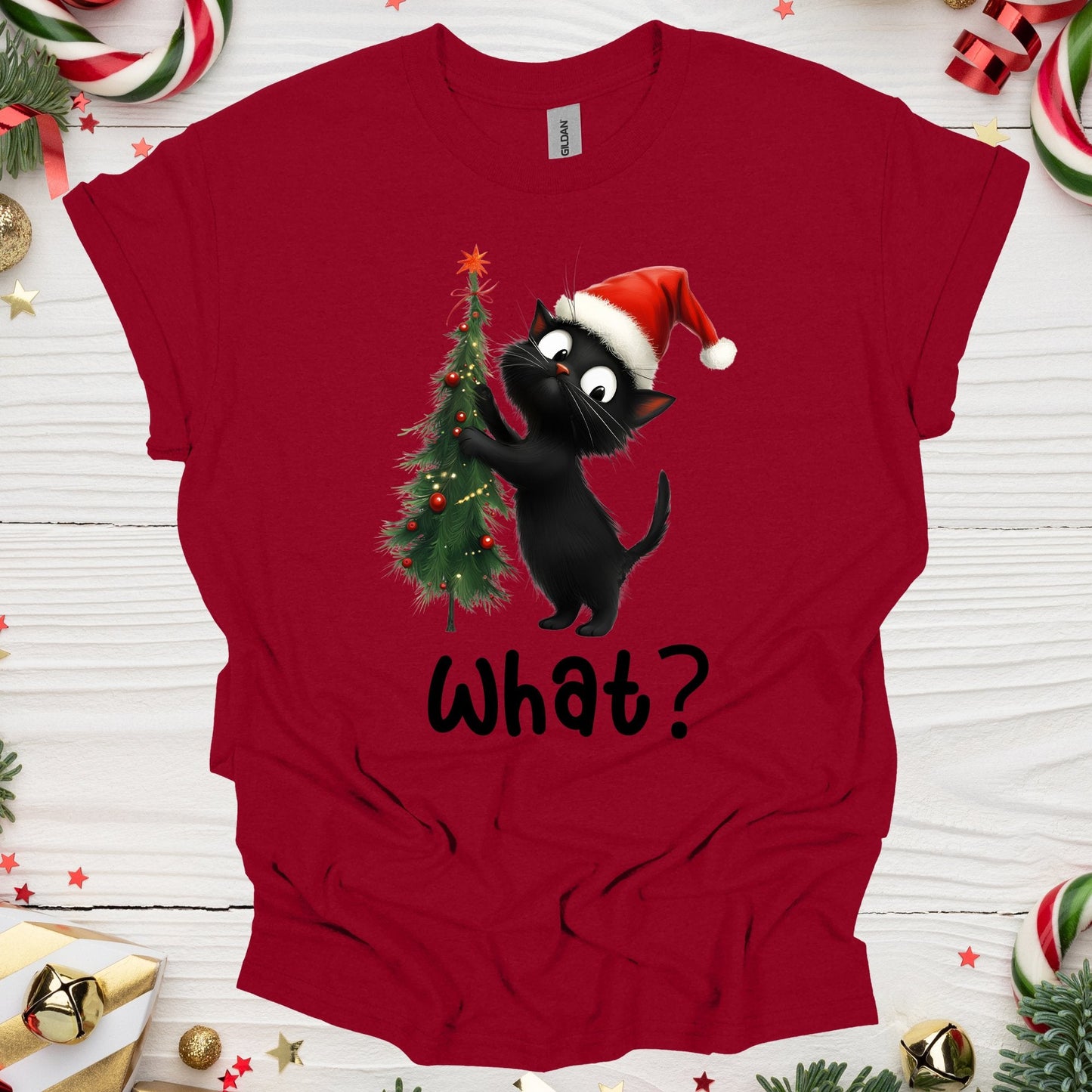 Christmas Cat T-Shirt What? - Boo and Bewear