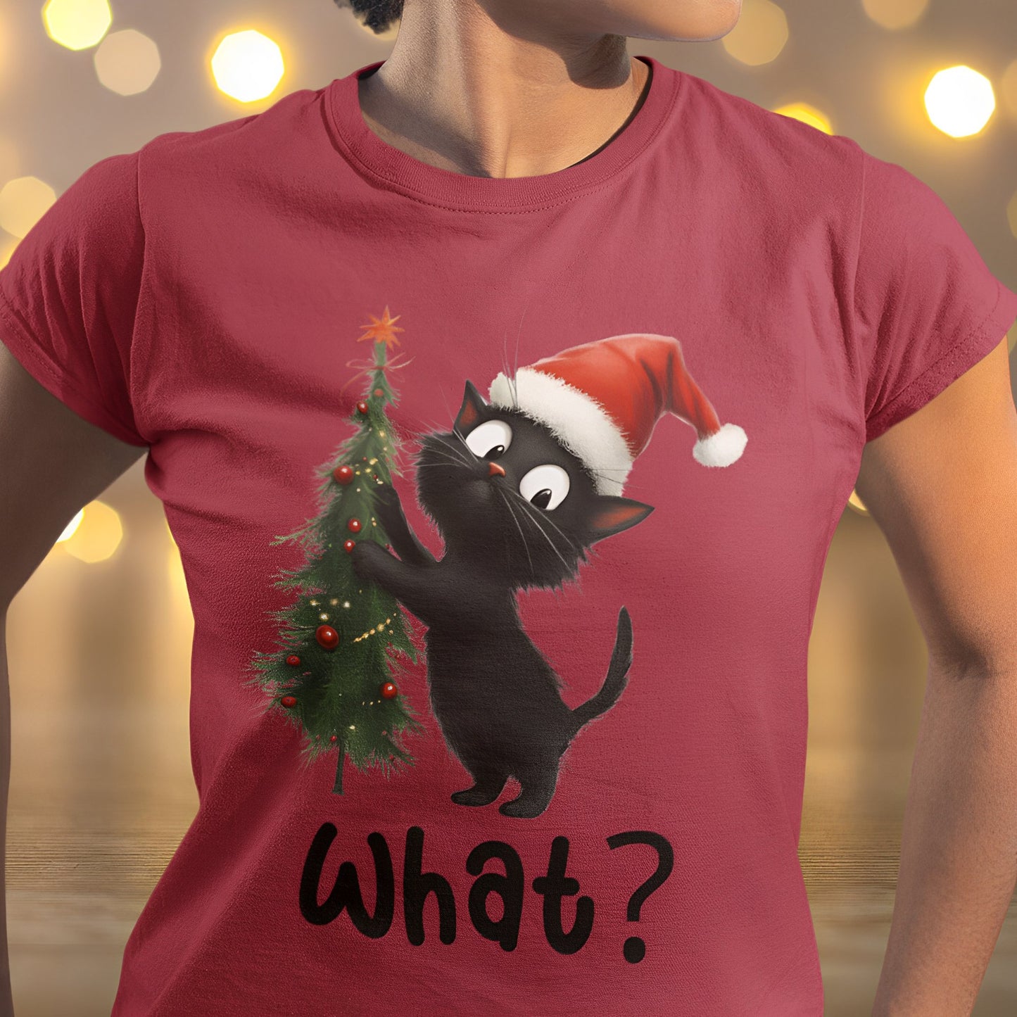 Christmas Cat T-Shirt What? - Boo and Bewear