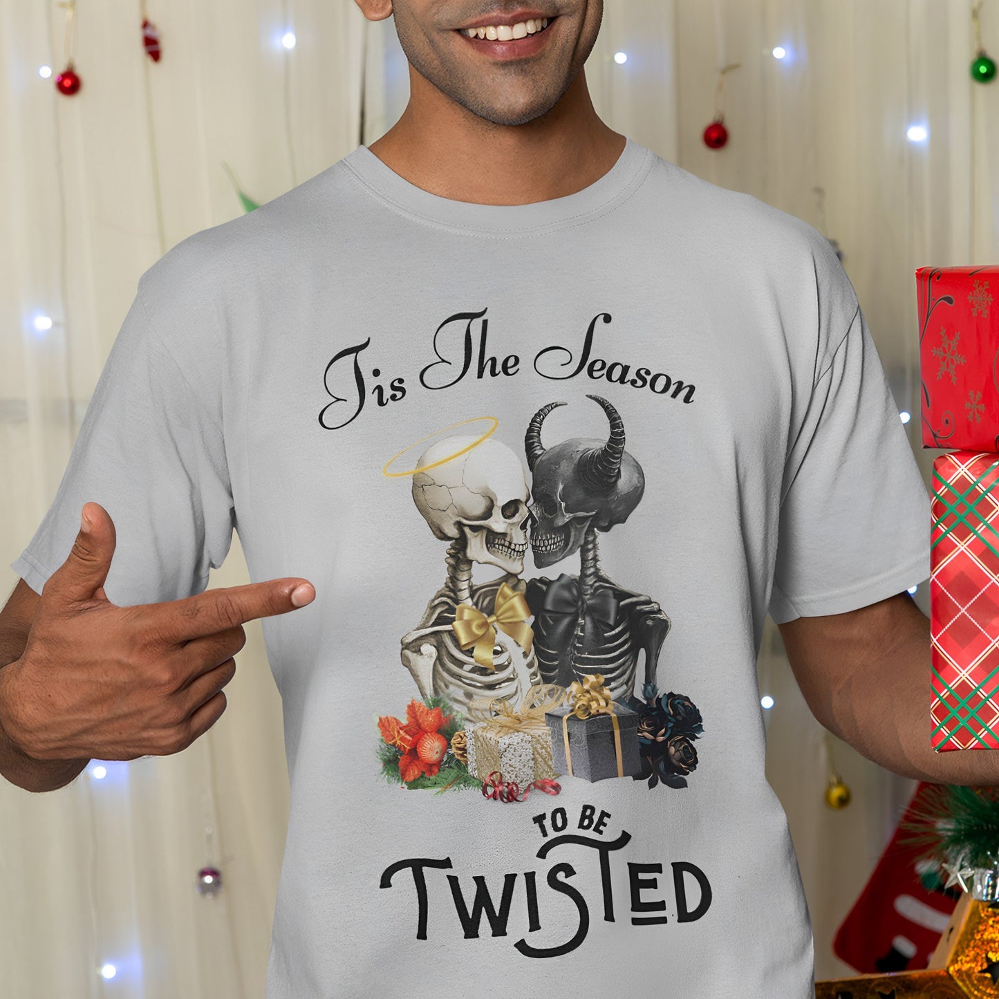 Christmas Skeleton T-Shirt - Tis The Season To Be Twisted - Boo and Bewear