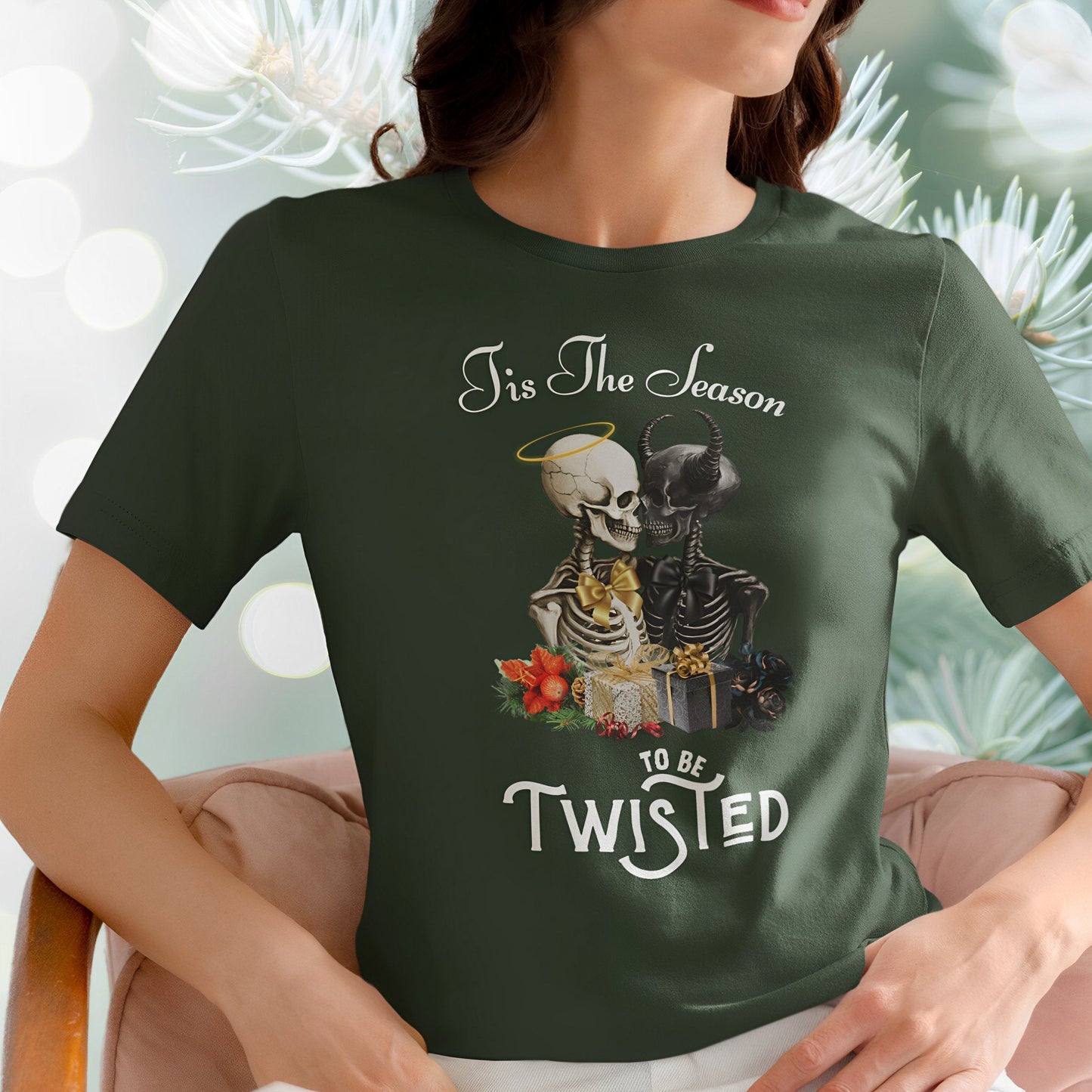 Christmas Skeleton T-Shirt - Tis The Season To Be Twisted - Boo and Bewear