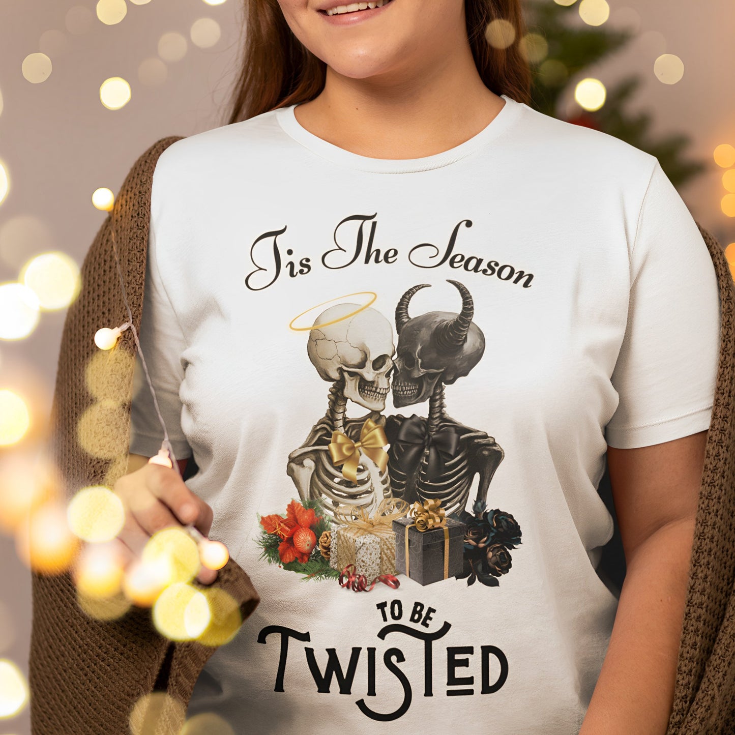 Christmas Skeleton T-Shirt - Tis The Season To Be Twisted - Boo and Bewear