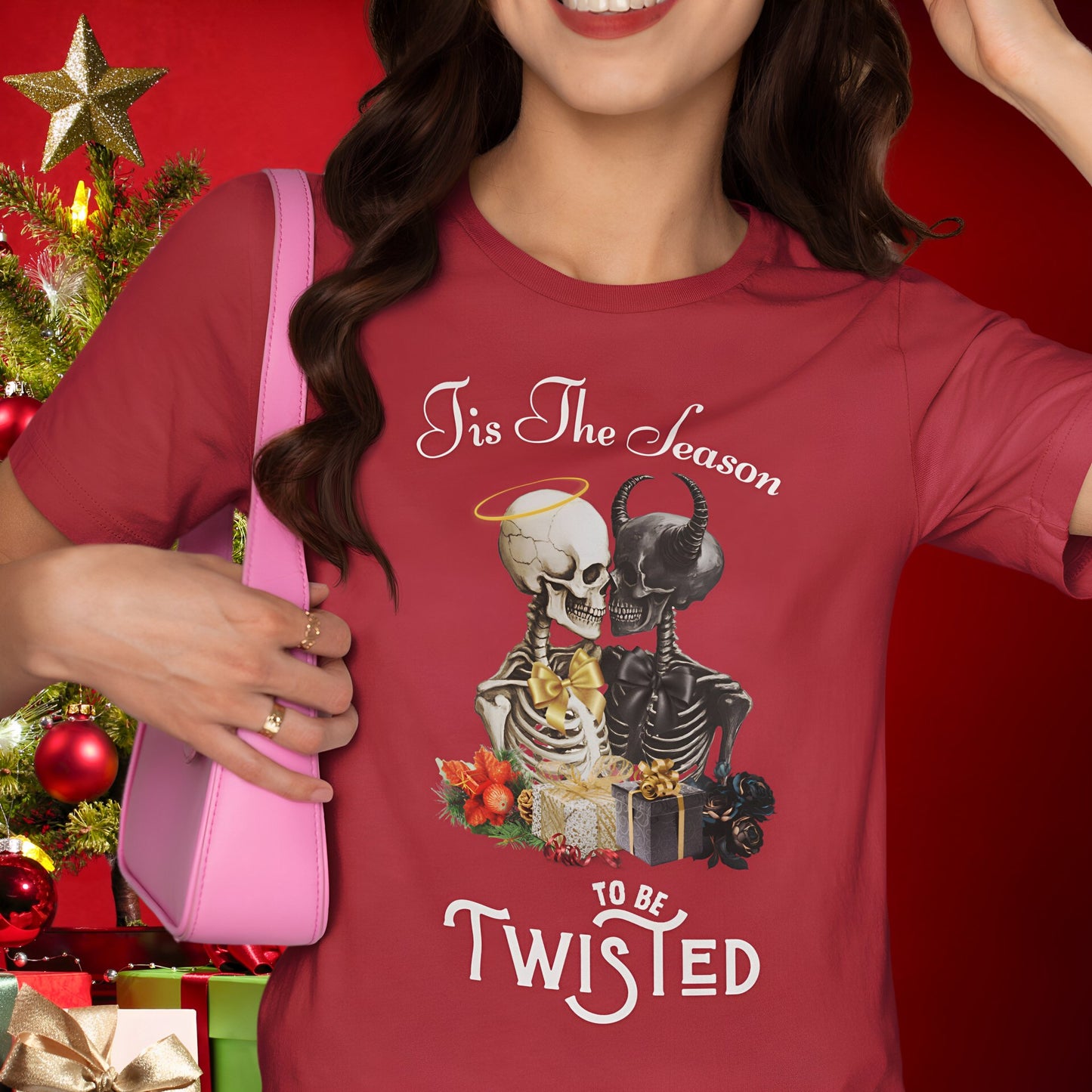 Christmas Skeleton T-Shirt - Tis The Season To Be Twisted - Boo and Bewear