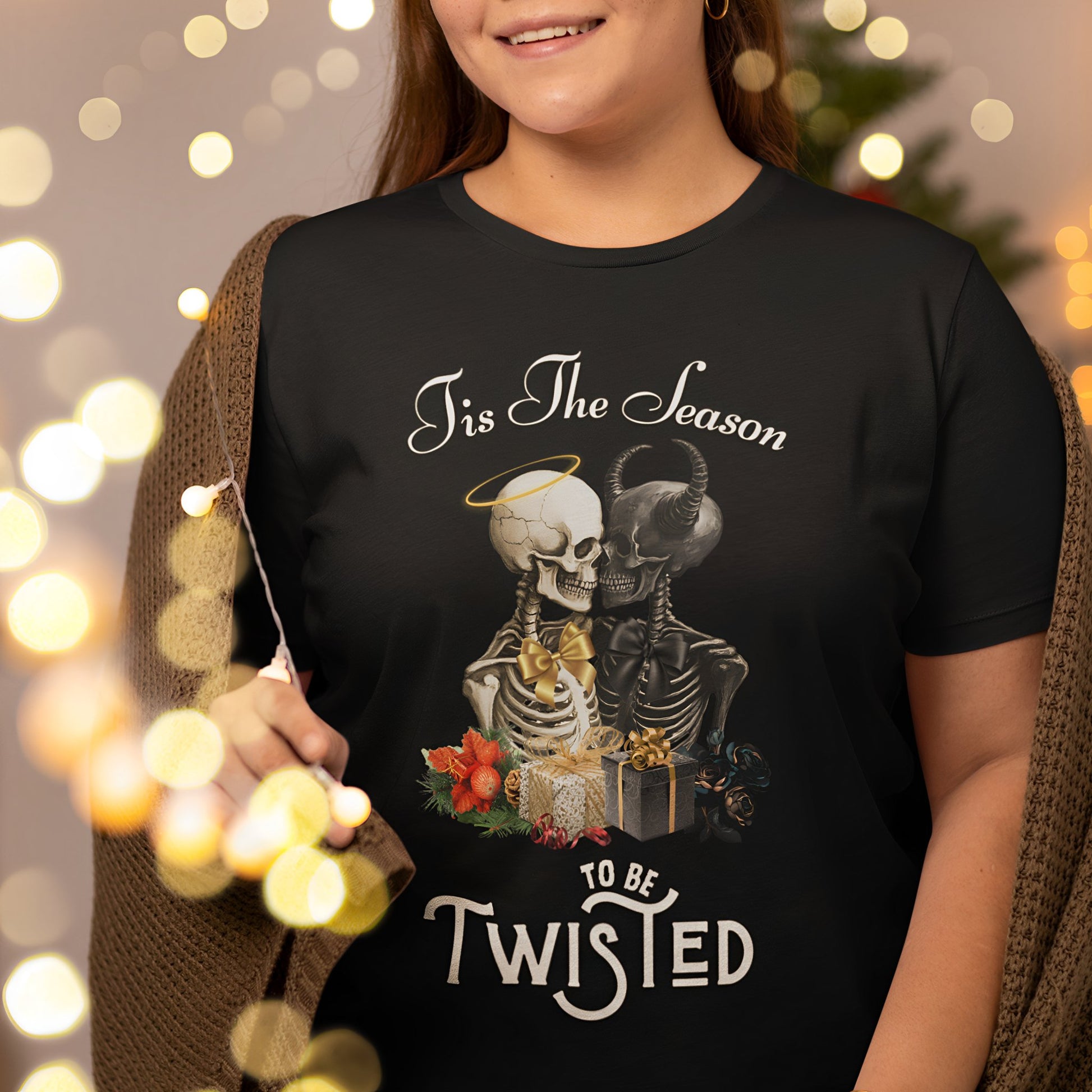 Christmas Skeleton T-Shirt - Tis The Season To Be Twisted - Boo and Bewear