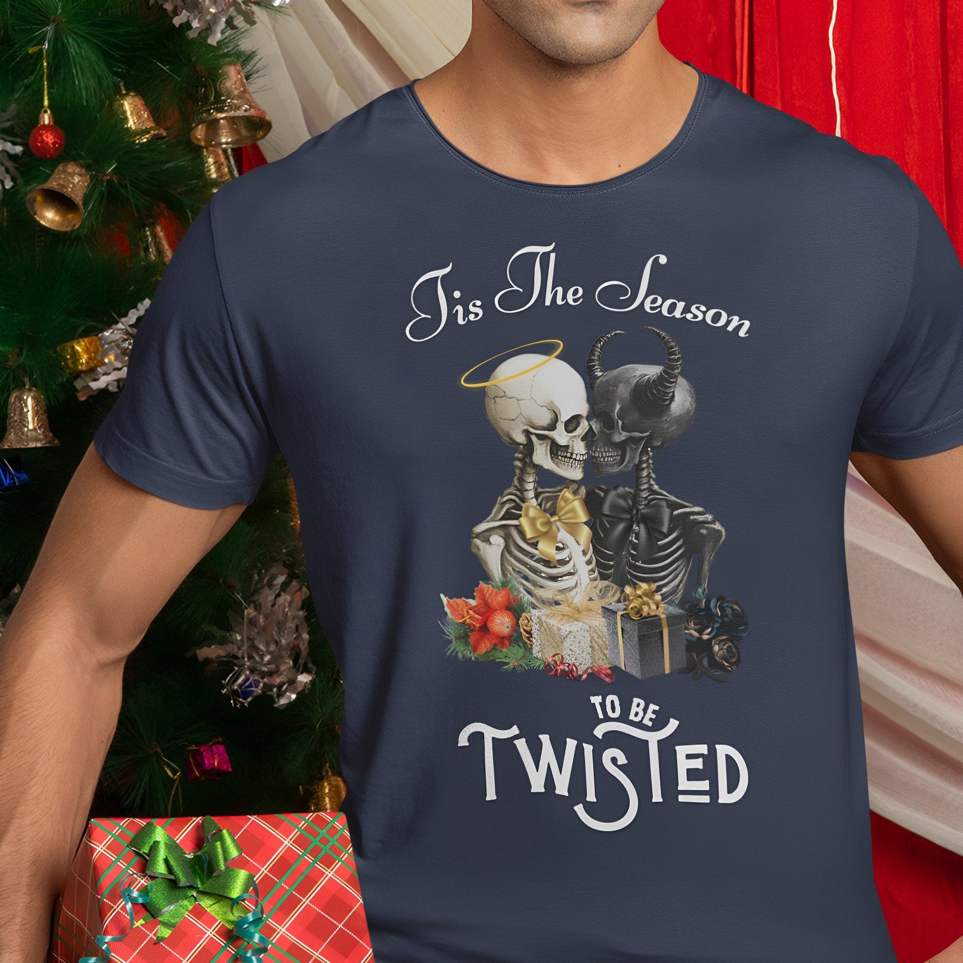 Christmas Skeleton T-Shirt - Tis The Season To Be Twisted - Boo and Bewear