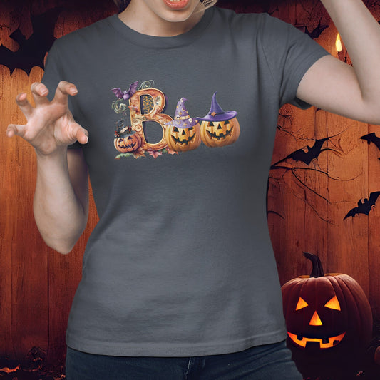 Cute and Spooky Halloween BOO T-Shirt - Boo and Bewear