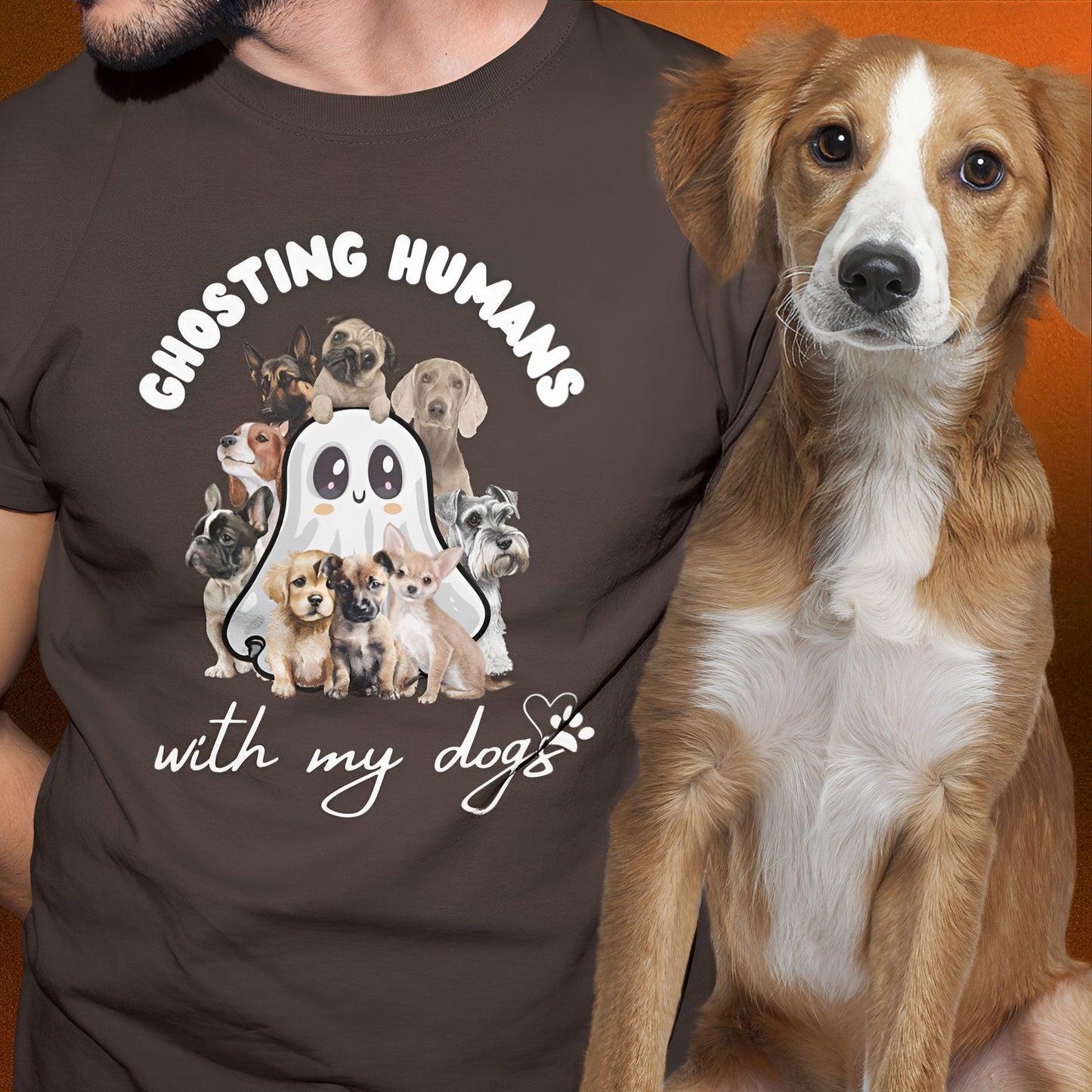 Cute Ghost T-Shirt for Dog Lovers – Ghosting Humans with my Dogs - Boo and Bewear