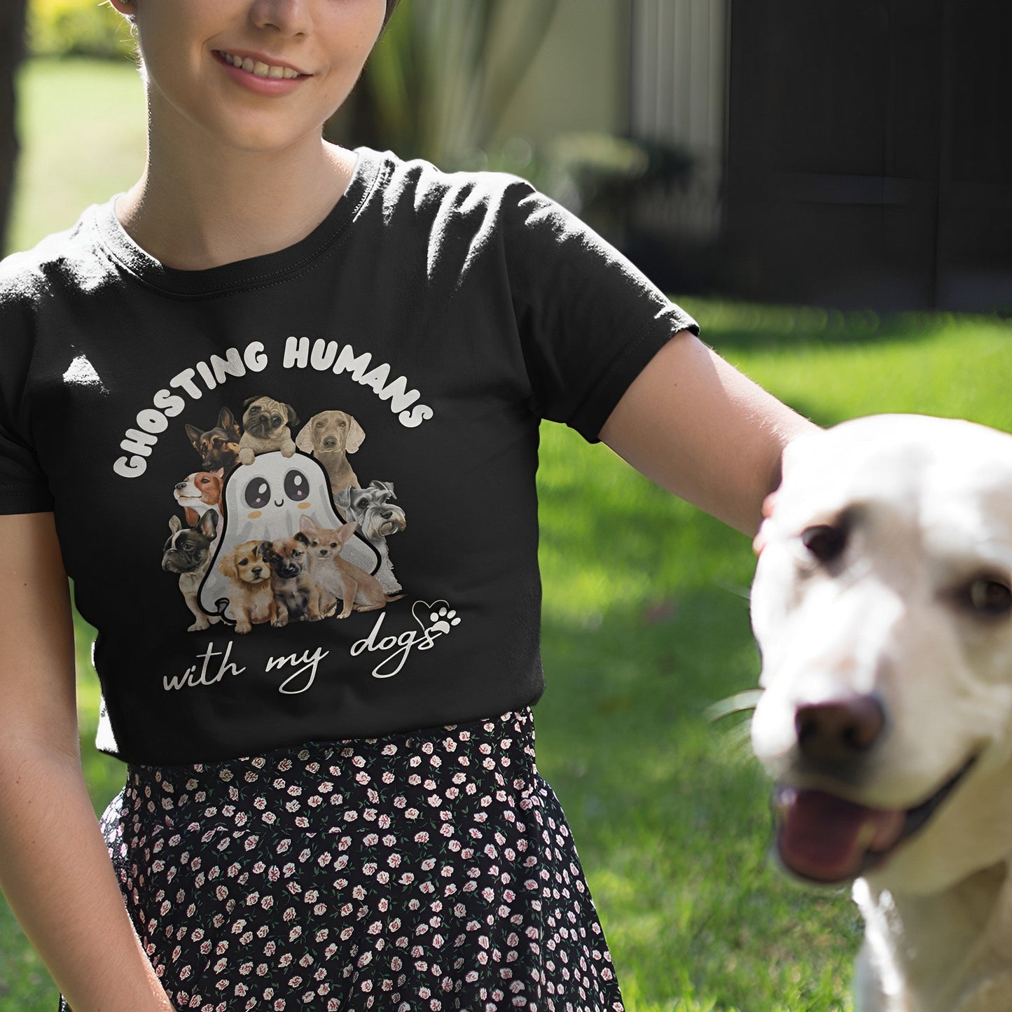 Cute Ghost T-Shirt for Dog Lovers – Ghosting Humans with my Dogs - Boo and Bewear