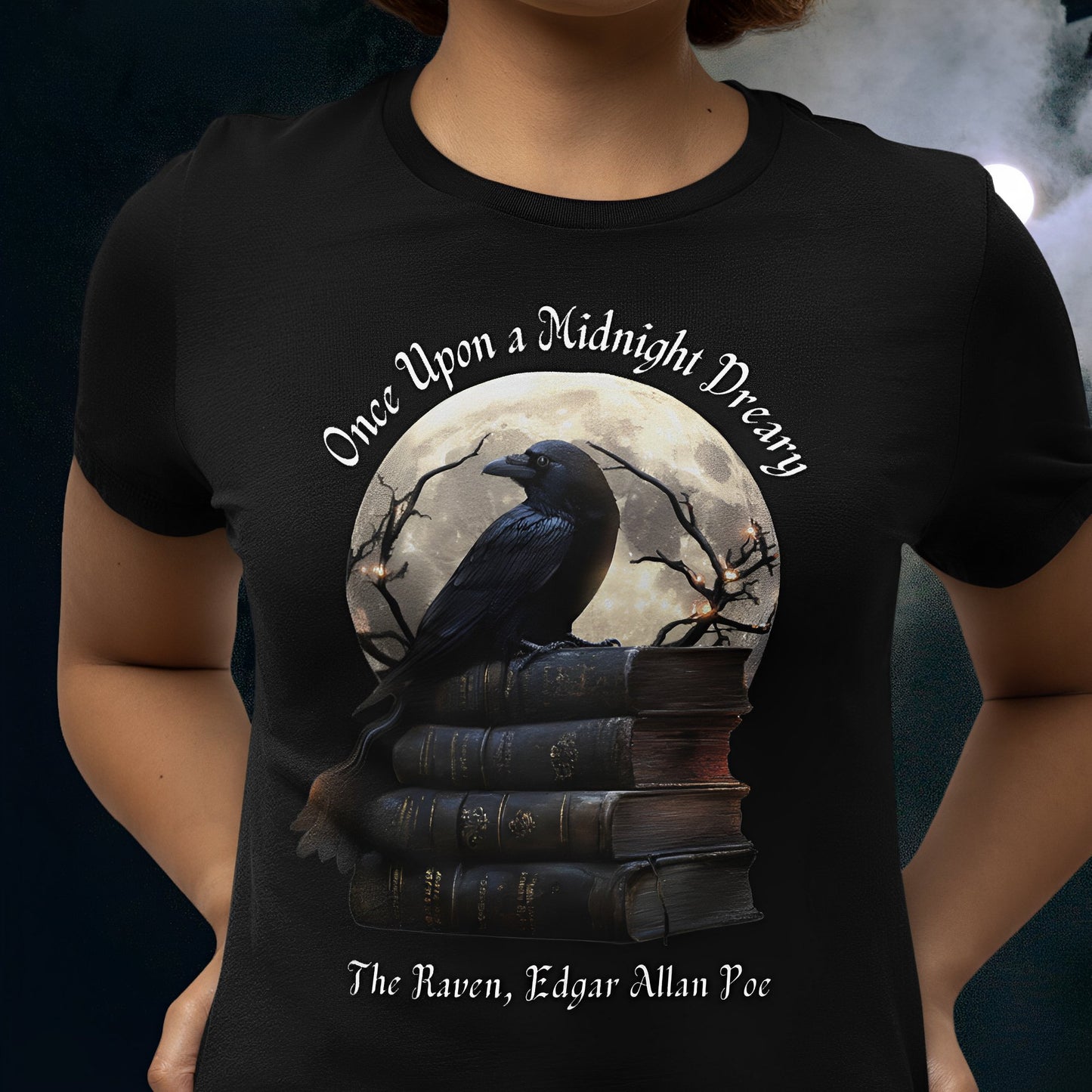 Edgar Allan Poe T-Shirt - The Raven Quote Once Upon a Midnight Dreary - Boo and Bewear