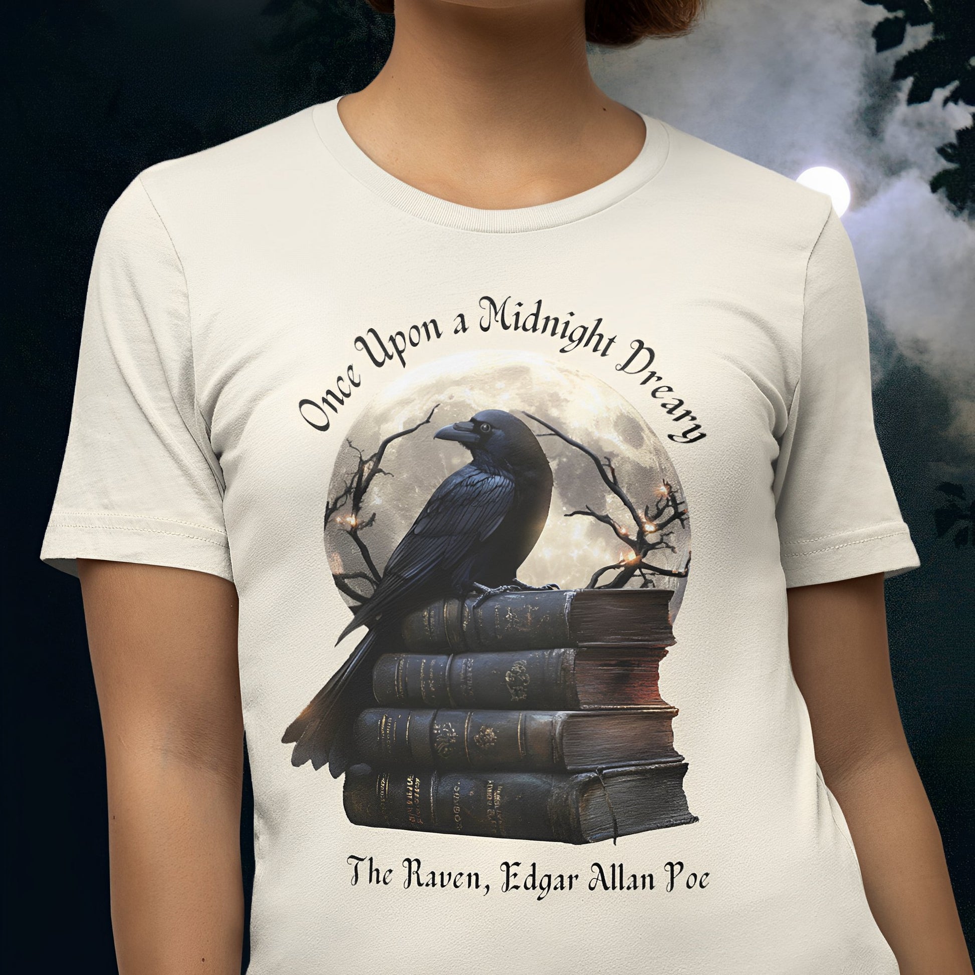 Edgar Allan Poe T-Shirt - The Raven Quote Once Upon a Midnight Dreary - Boo and Bewear