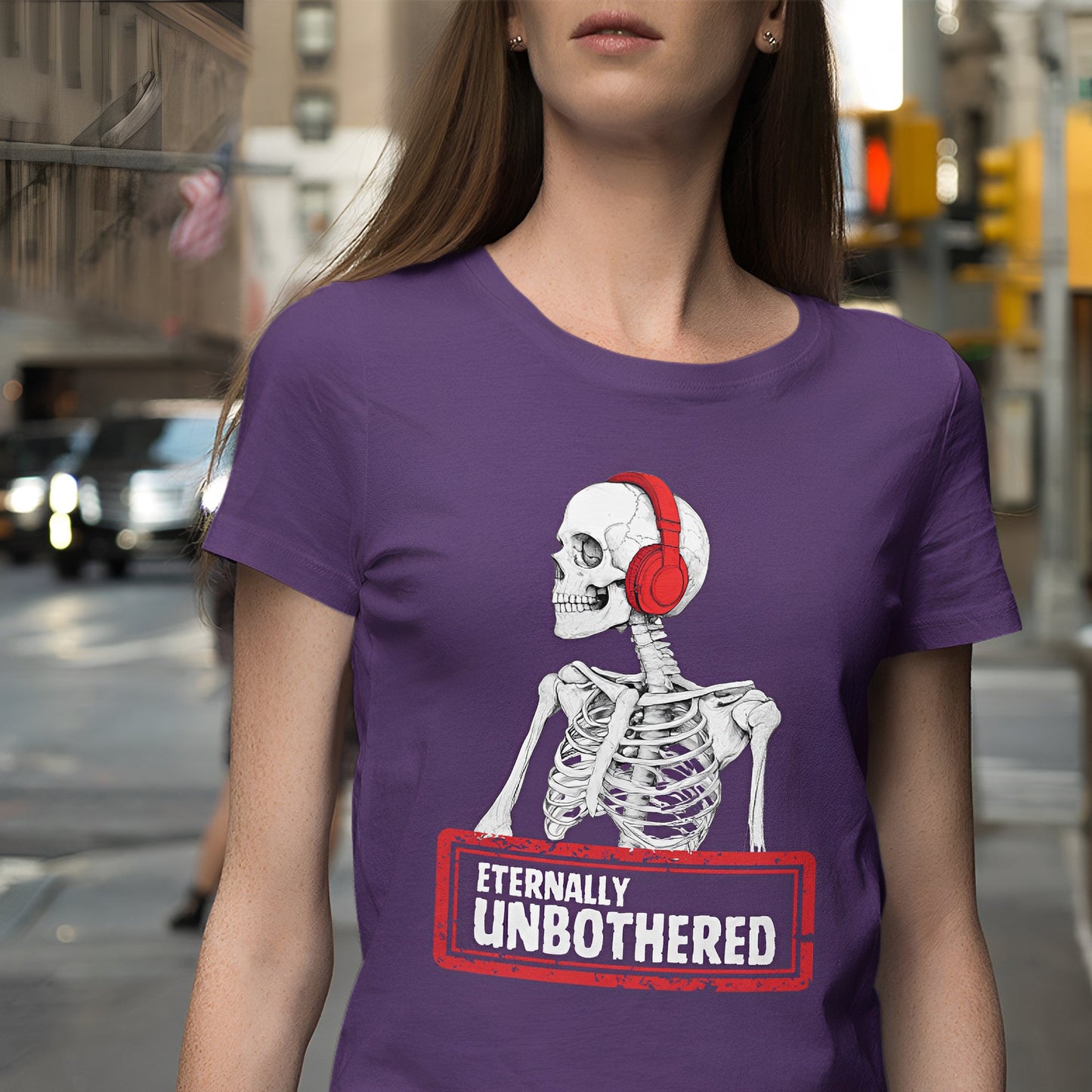 Funny Skeleton T-Shirt - Eternally Unbothered - Boo and Bewear