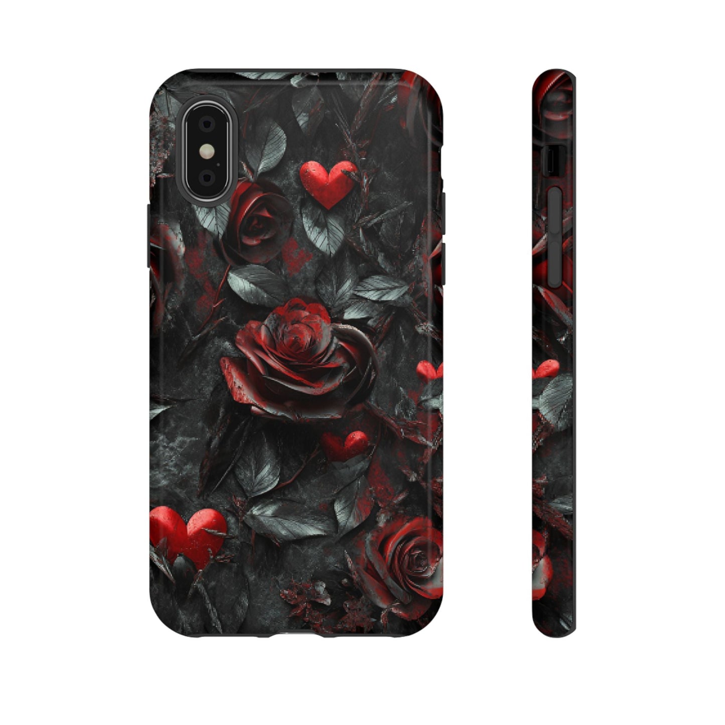 Gothic Valentine Phone Case - Dark Romance Roses and Hearts - iPhone 16 15 14 13 12 11, Samsung Galaxy & Google Pixel Phone Covers - Boo and Bewear