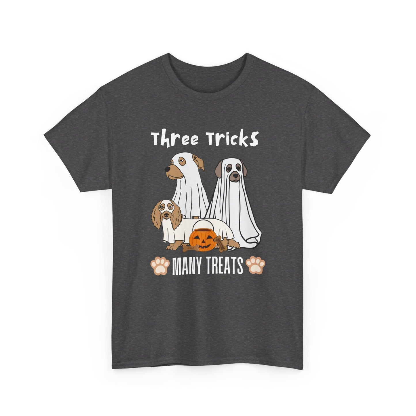 Halloween Ghost Dog T-Shirt - Three Tricks Many Treats