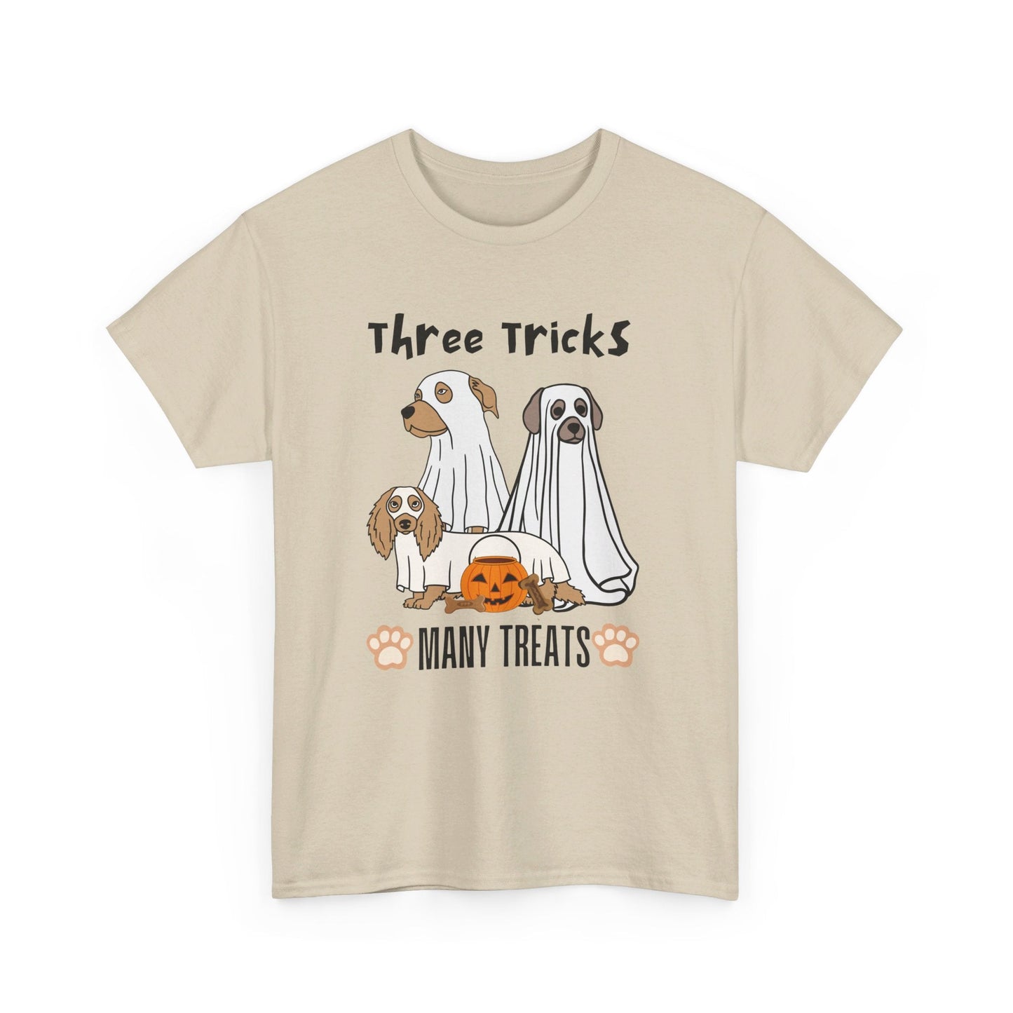 Halloween Ghost Dog T-Shirt - Three Tricks Many Treats