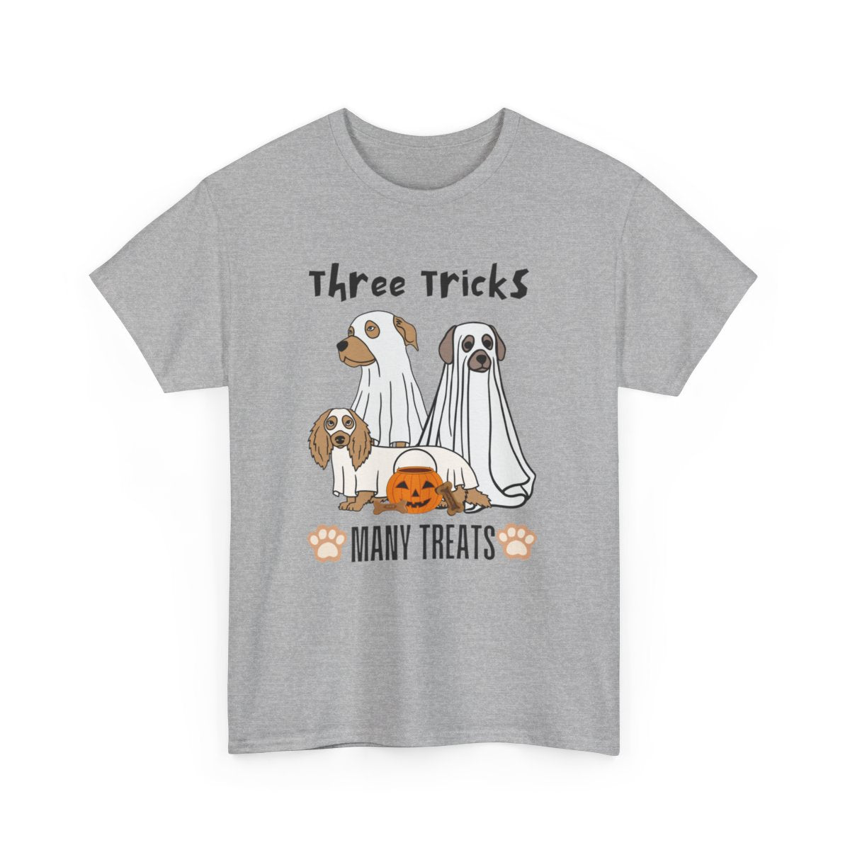 Halloween Ghost Dog T-Shirt - Three Tricks Many Treats - Boo and Bewear