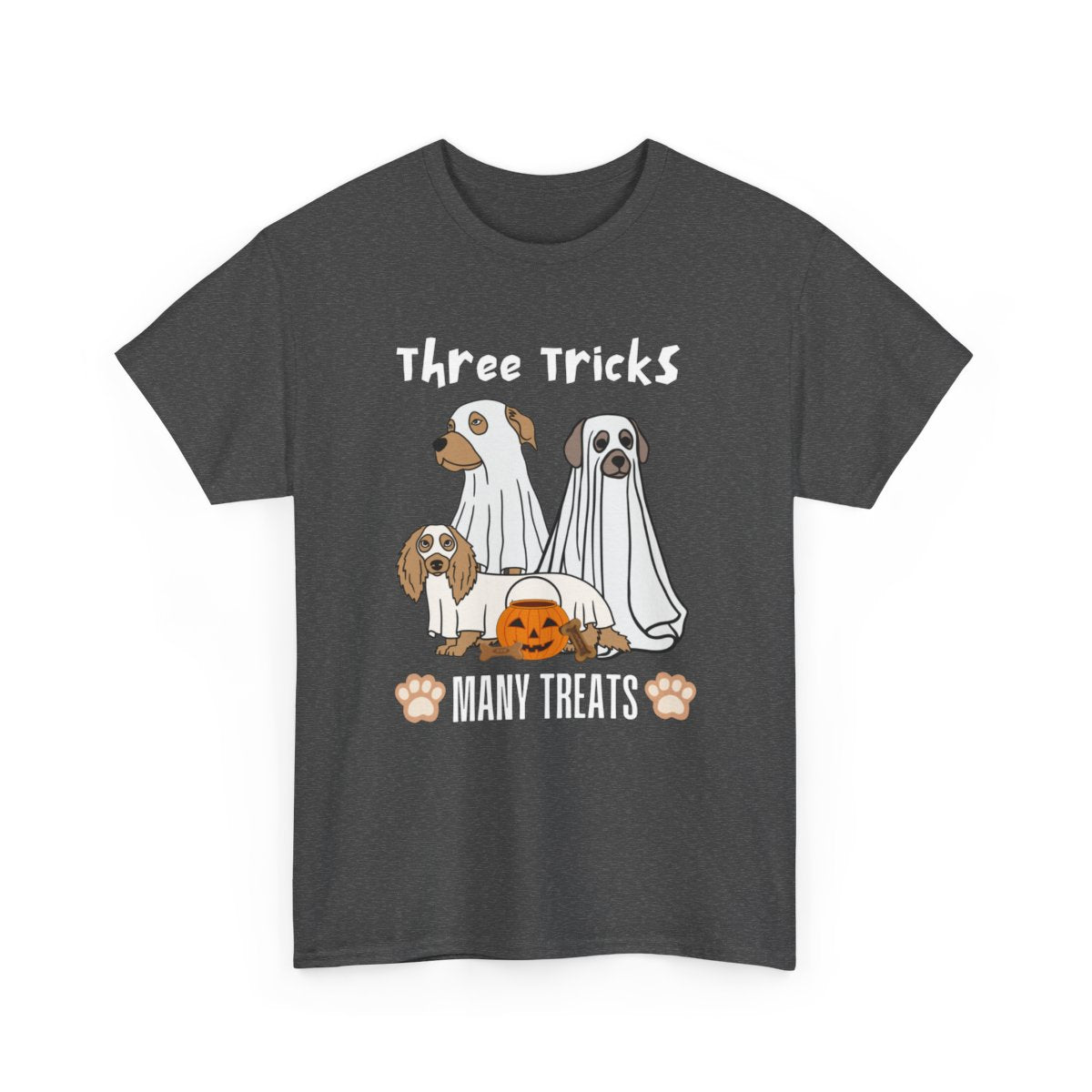 Halloween Ghost Dog T-Shirt - Three Tricks Many Treats - Boo and Bewear