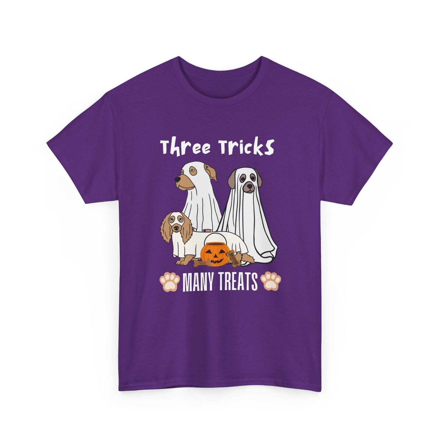 Halloween Ghost Dog T-Shirt - Three Tricks Many Treats - Boo and Bewear