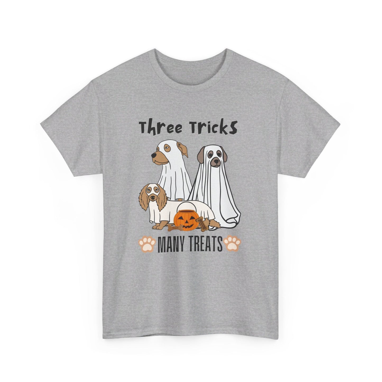 Halloween Ghost Dog T-Shirt - Three Tricks Many Treats - Boo and Bewear