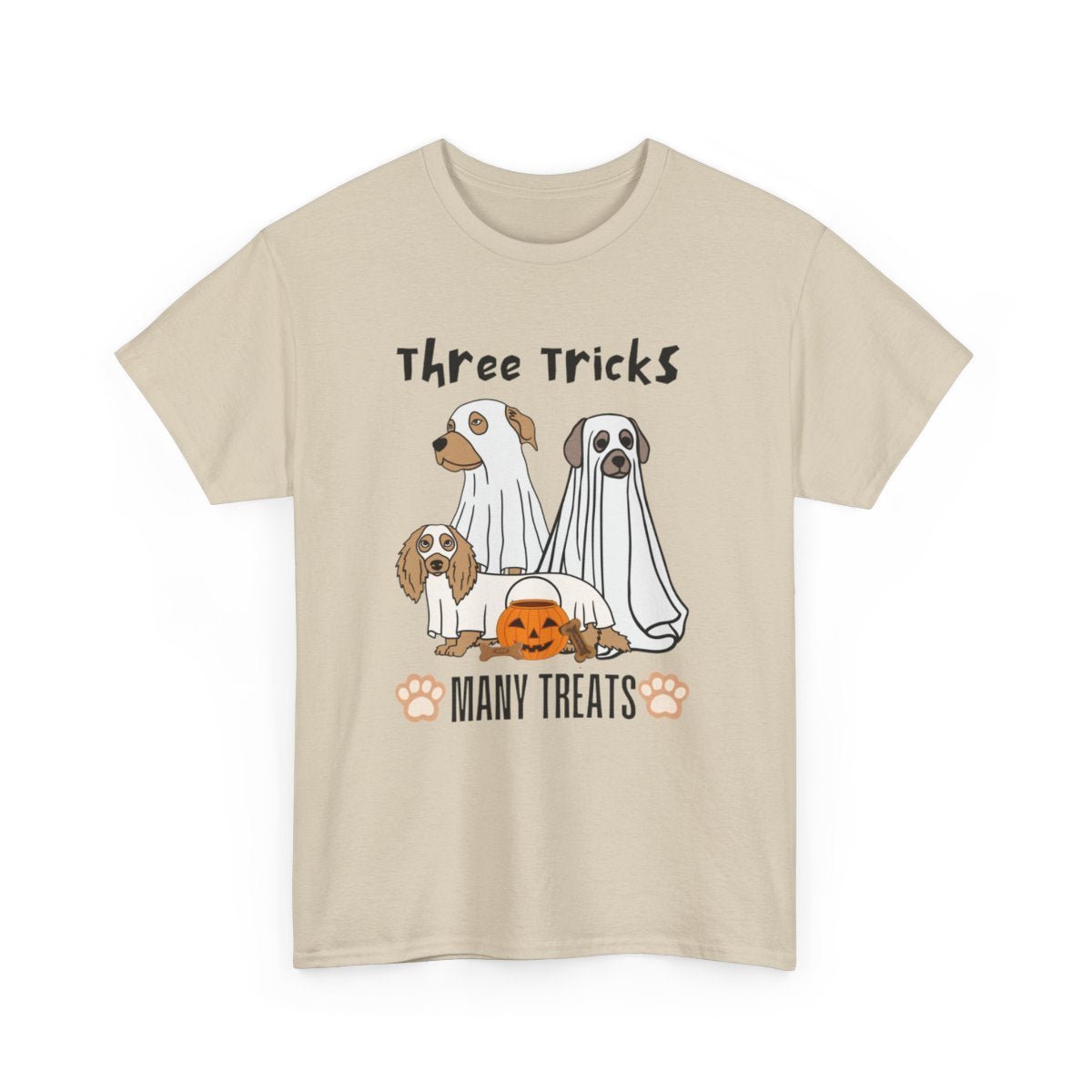 Halloween Ghost Dog T-Shirt - Three Tricks Many Treats - Boo and Bewear