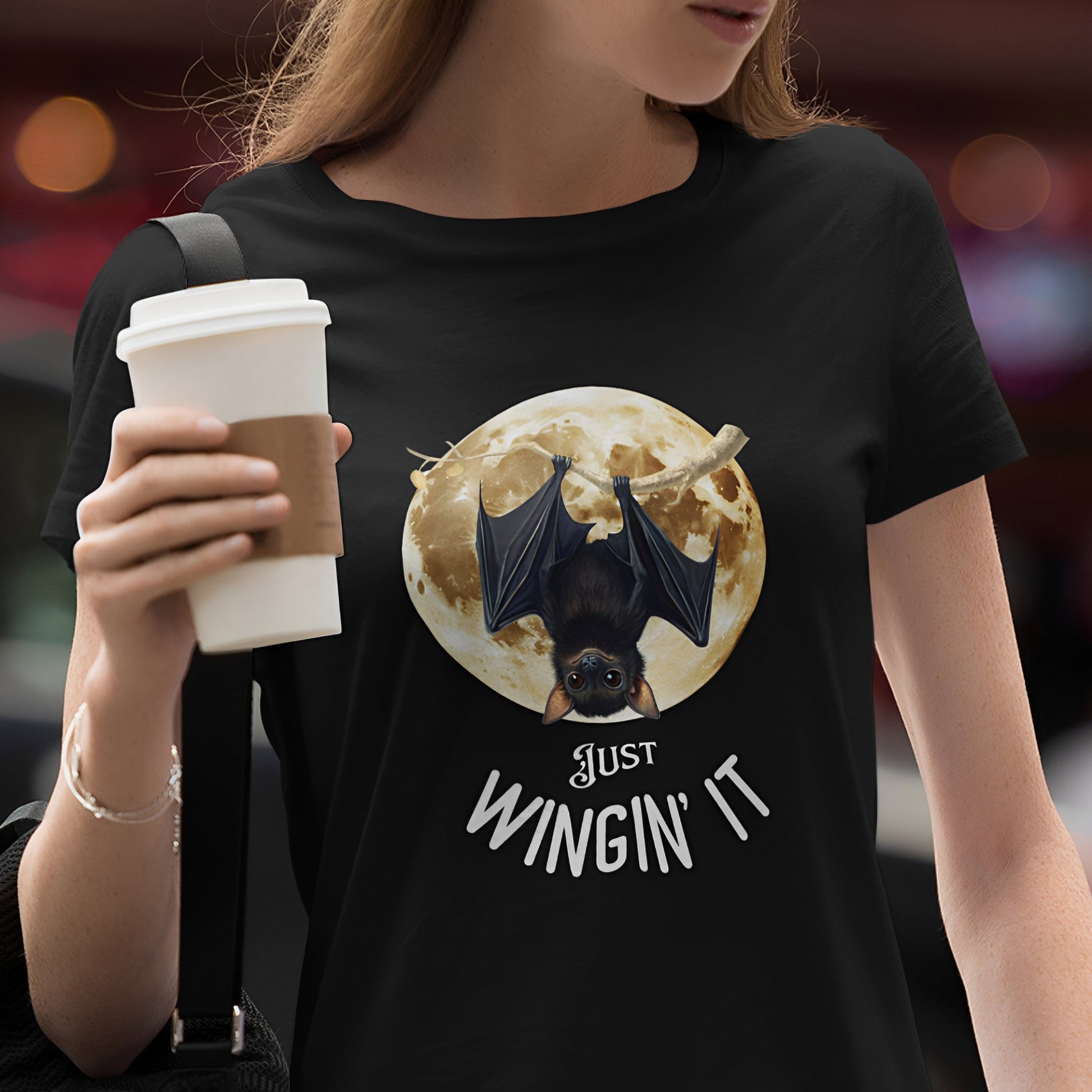 Hanging Bat T-Shirt - Just Wingin' it - Boo and Bewear