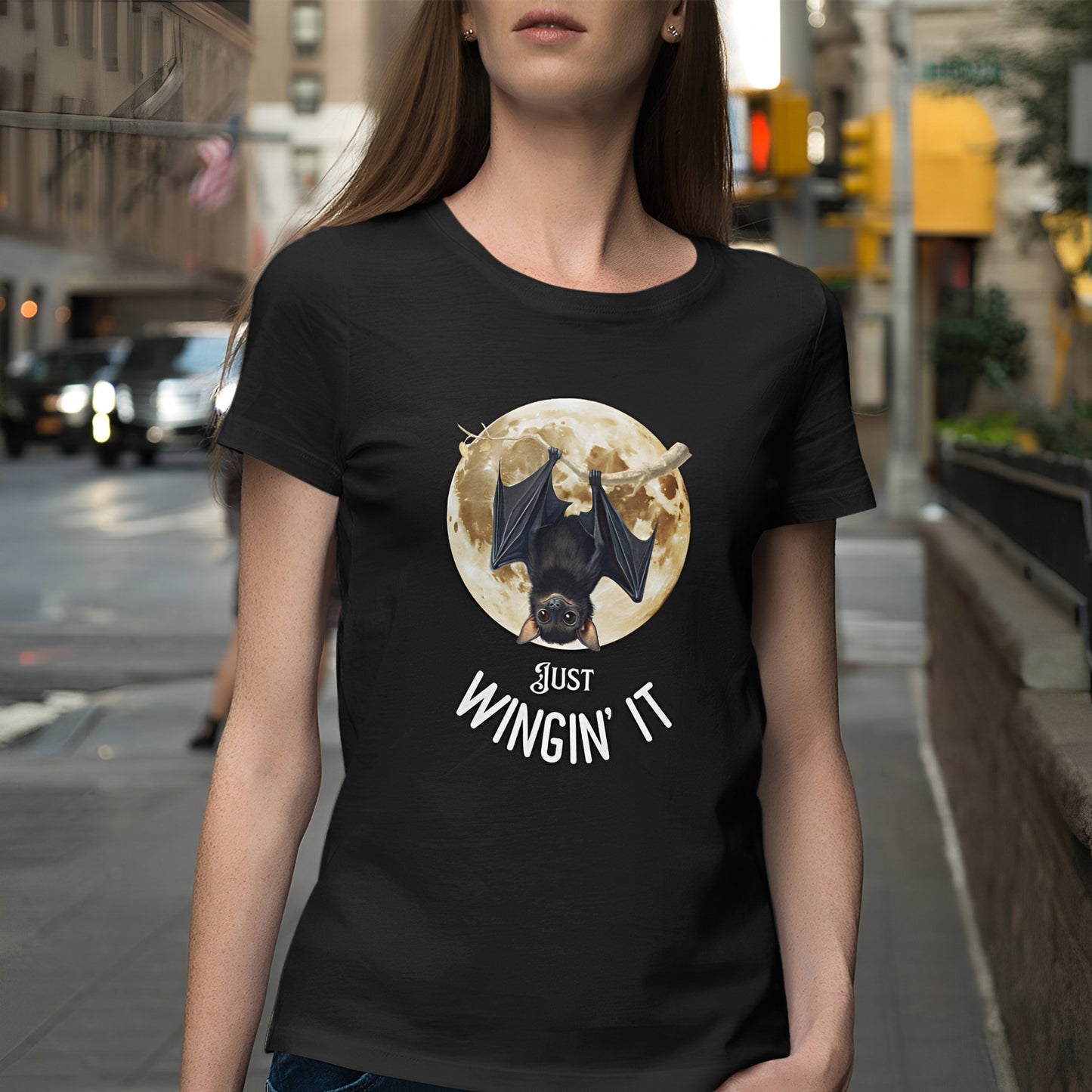 Hanging Bat T-Shirt - Just Wingin' it - Boo and Bewear