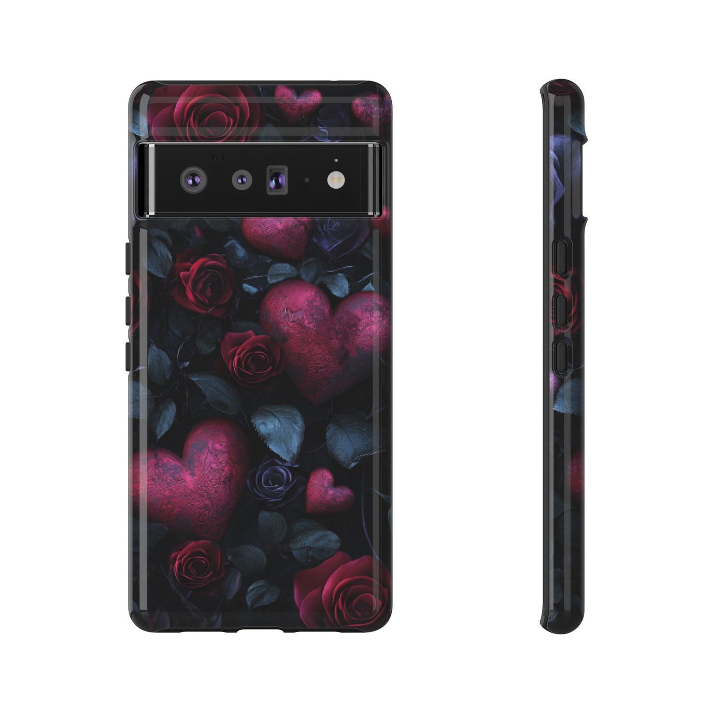 Hearts and Roses Phone Case - Gothic Valentine Phone Cases for iPhone 16 15 14 13 12 11, Samsung Galaxy & Google Pixel