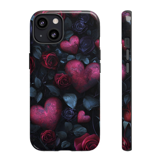 Hearts and Roses Phone Case - Gothic Valentine Phone Cases for iPhone 16 15 14 13 12 11, Samsung Galaxy & Google Pixel