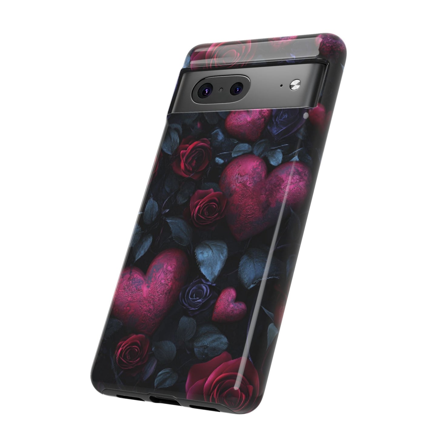 Hearts and Roses Phone Case - Gothic Valentine Phone Cases for iPhone 16 15 14 13 12 11, Samsung Galaxy & Google Pixel