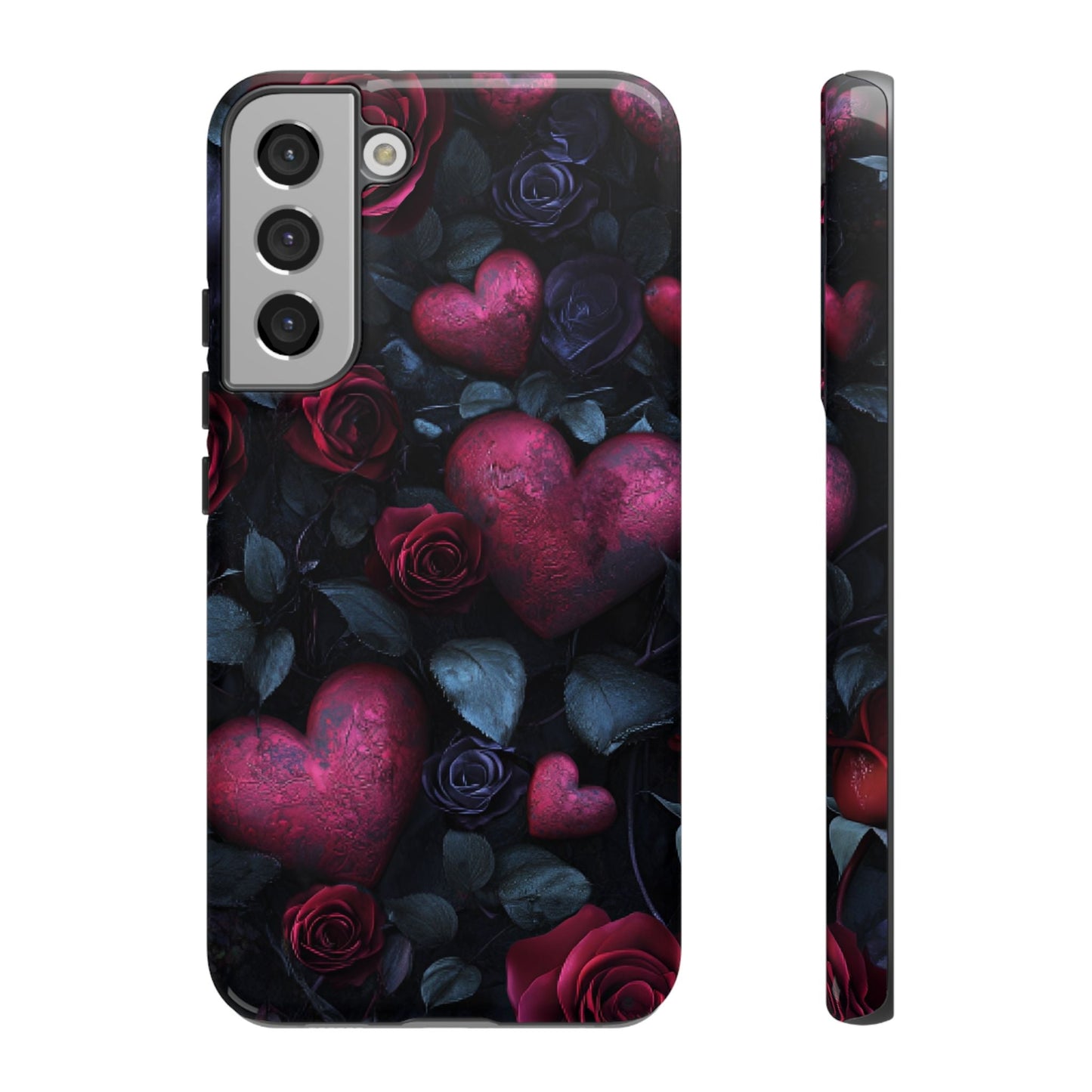 Hearts and Roses Phone Case - Gothic Valentine Phone Cases for iPhone 16 15 14 13 12 11, Samsung Galaxy & Google Pixel