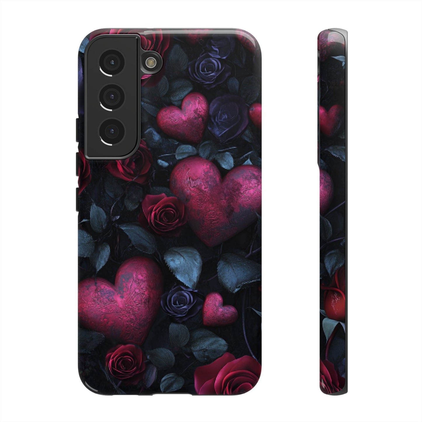 Hearts and Roses Phone Case - Gothic Valentine Phone Cases for iPhone 16 15 14 13 12 11, Samsung Galaxy & Google Pixel