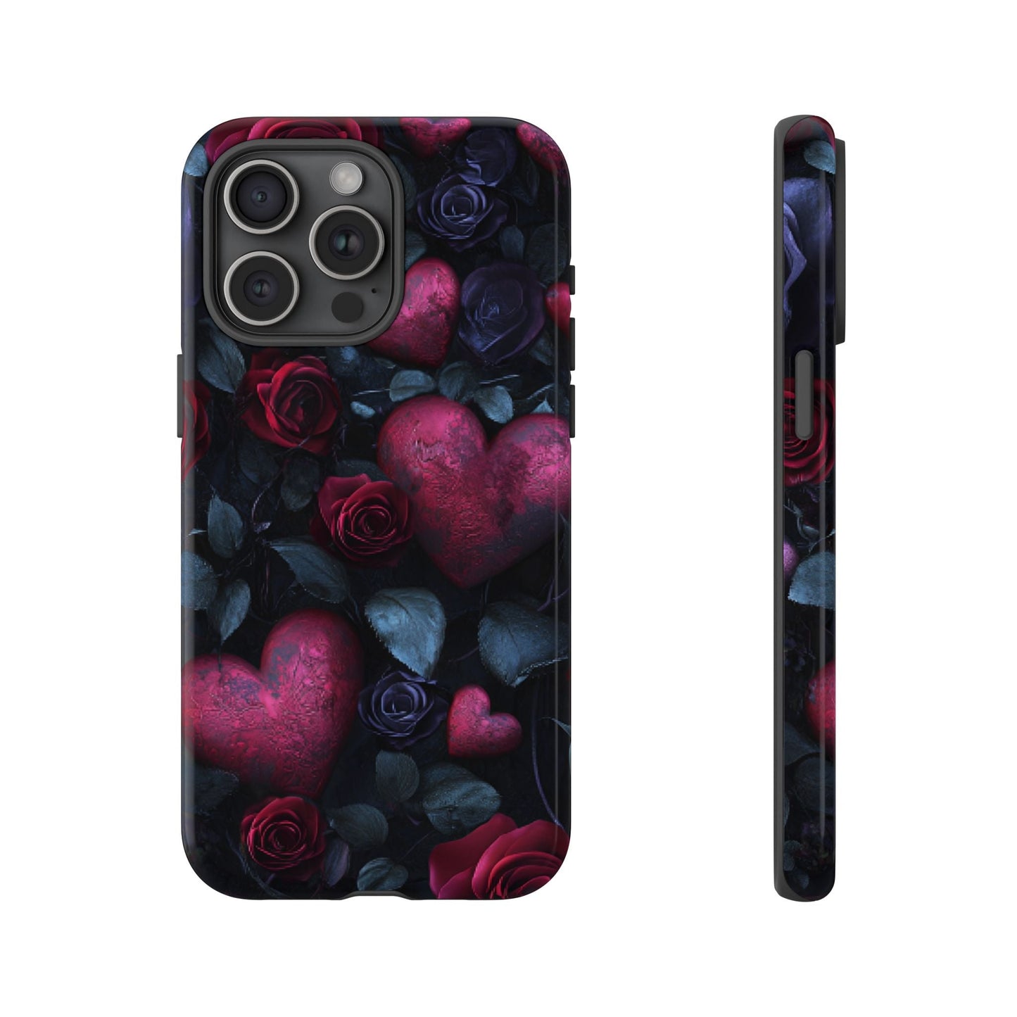 Hearts and Roses Phone Case - Gothic Valentine Phone Cases for iPhone 16 15 14 13 12 11, Samsung Galaxy & Google Pixel