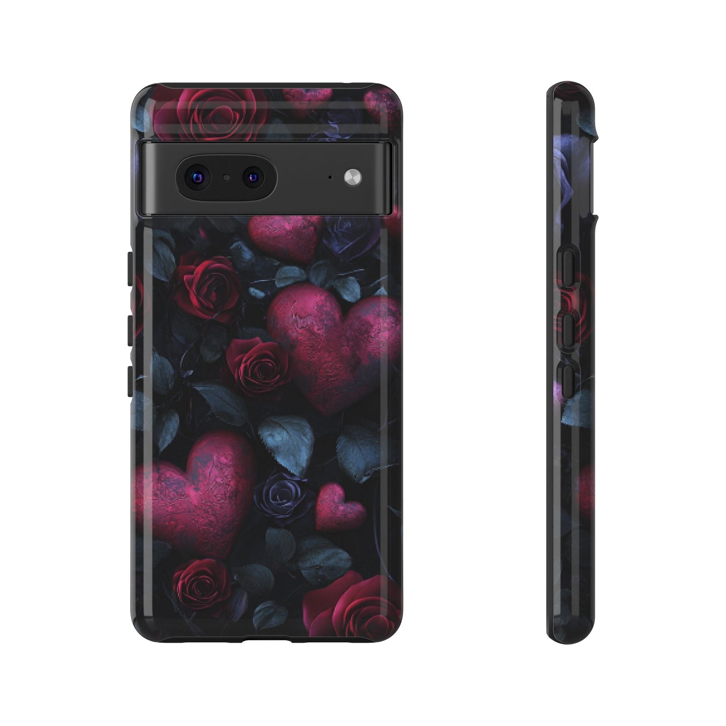 Hearts and Roses Phone Case - Gothic Valentine Phone Cases for iPhone 16 15 14 13 12 11, Samsung Galaxy & Google Pixel